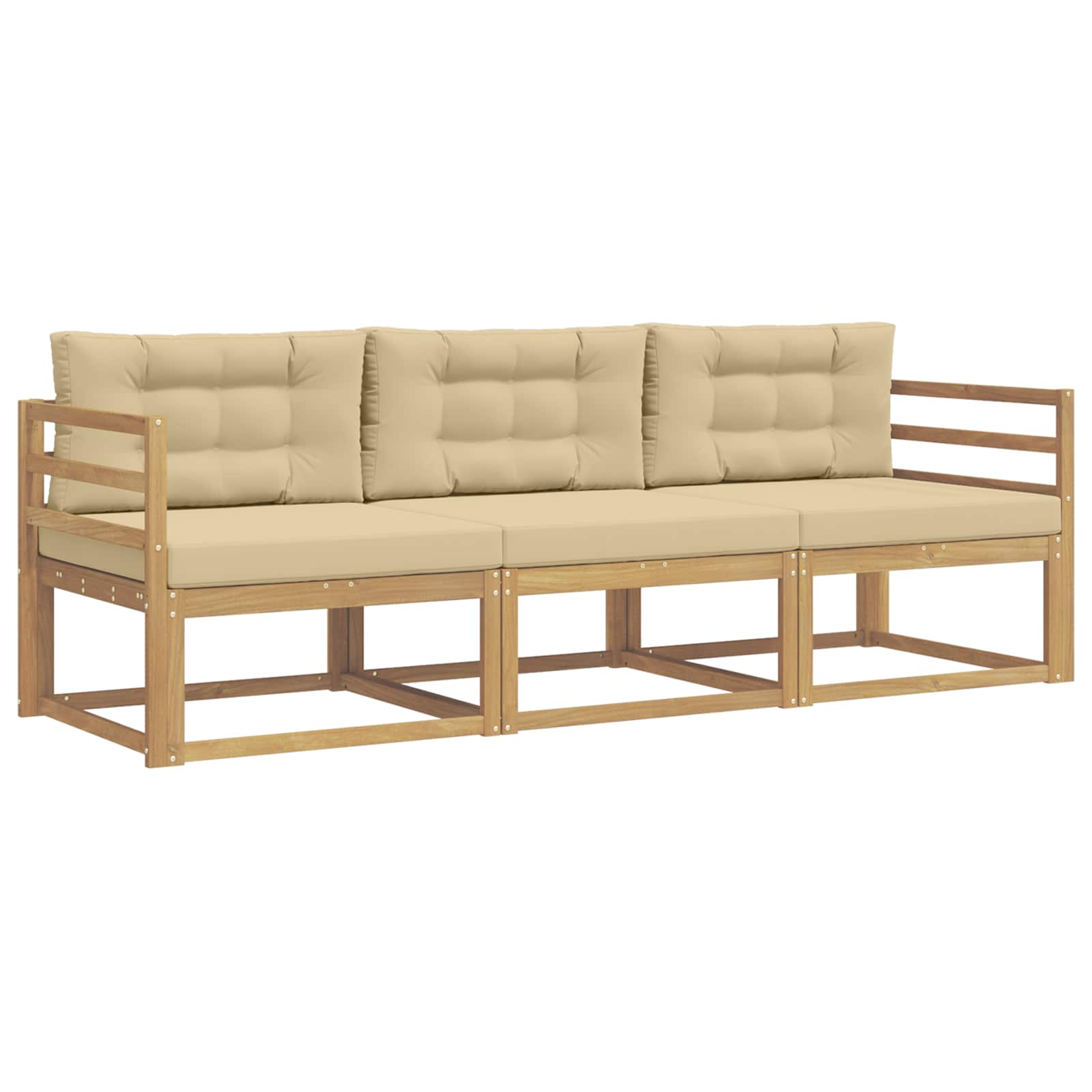 Set vanjskih sofa s jastukom 3 pcs Bijela i bež Poliester