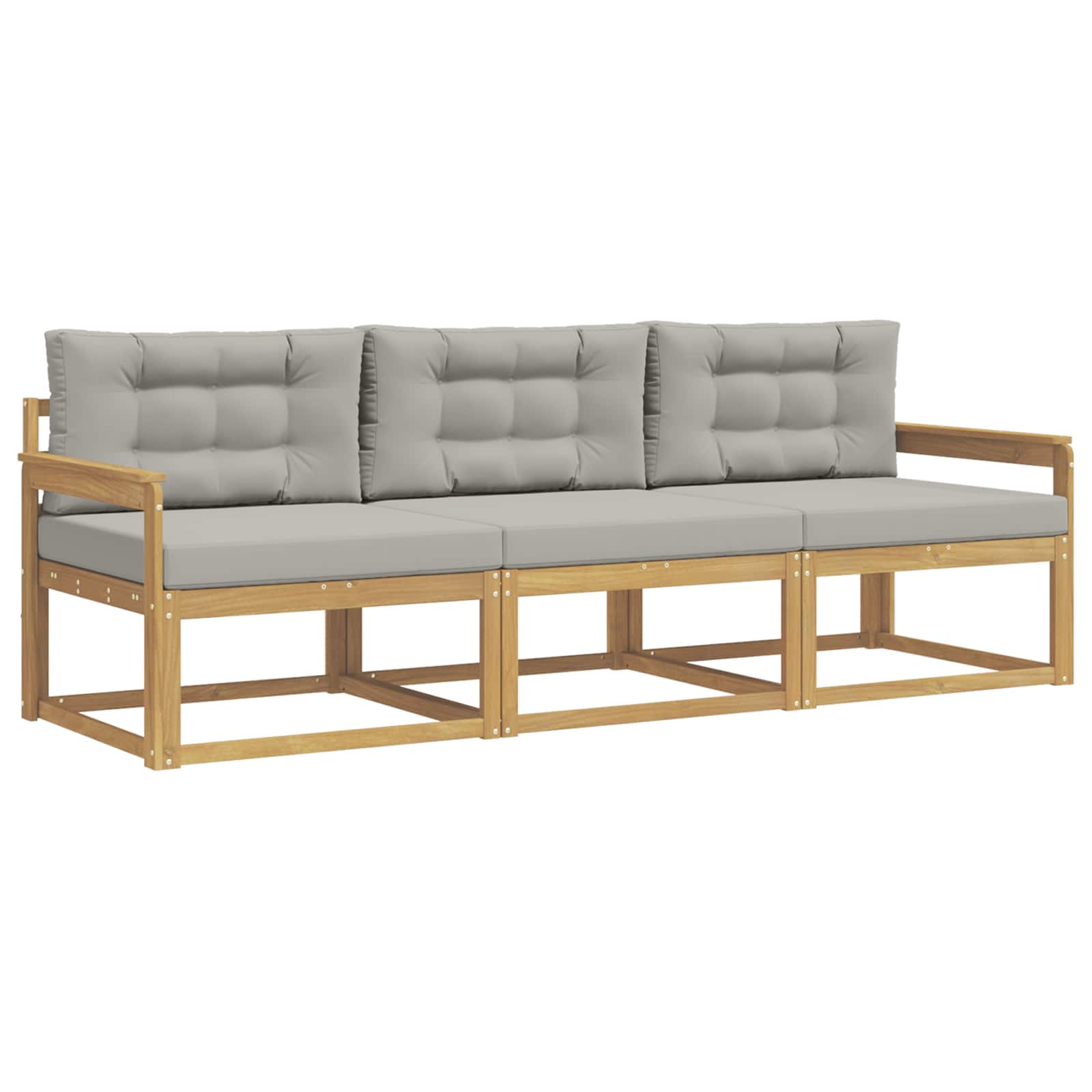 Set vanjskih sofa 3 pcs Bijela i svjetlosiva Poliester