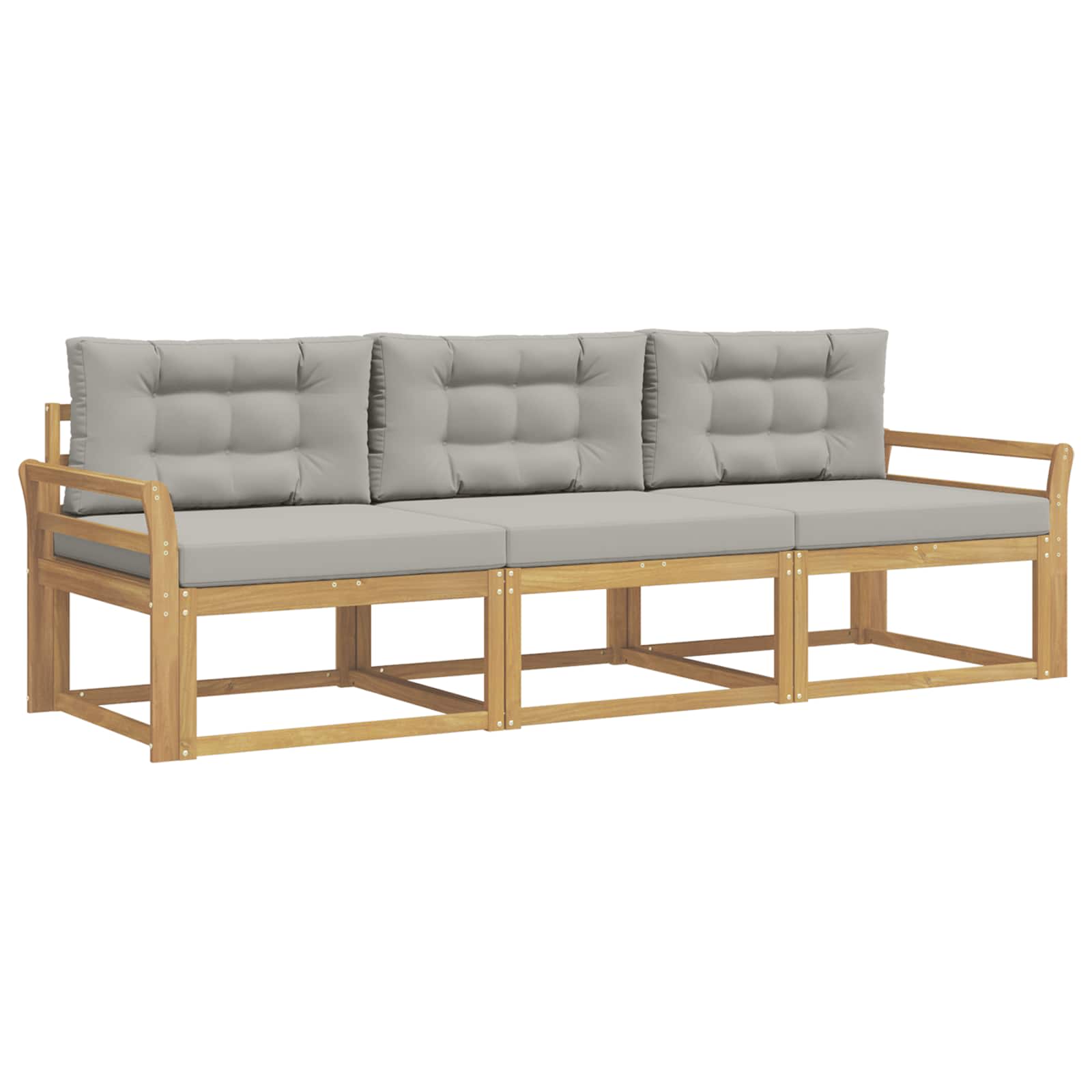 Set vanjskih sofa 3 pcs Bijela i svjetlosiva Poliester