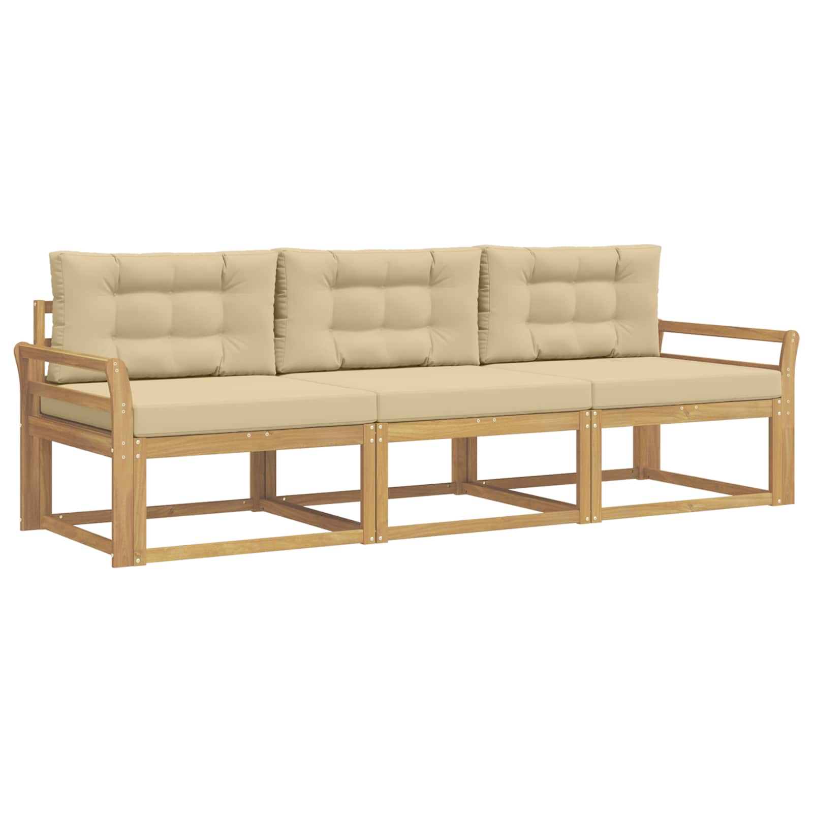 Set vanjskih sofa s jastukom 3 pcs Bijela i bež Poliester