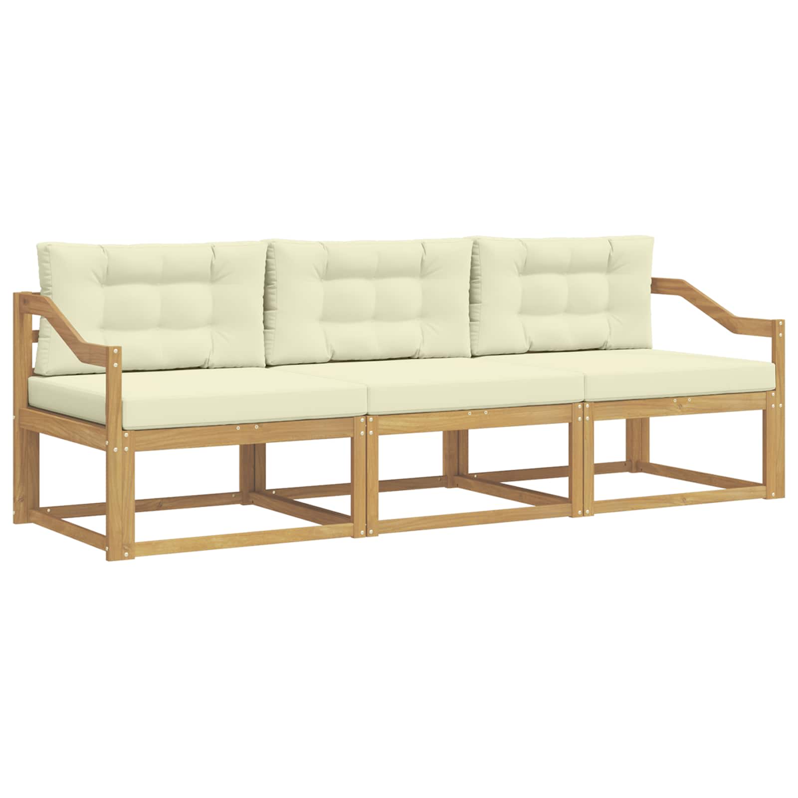 Set vanjskih sofa s jastukom 3 pcs Bijela i krem Poliester