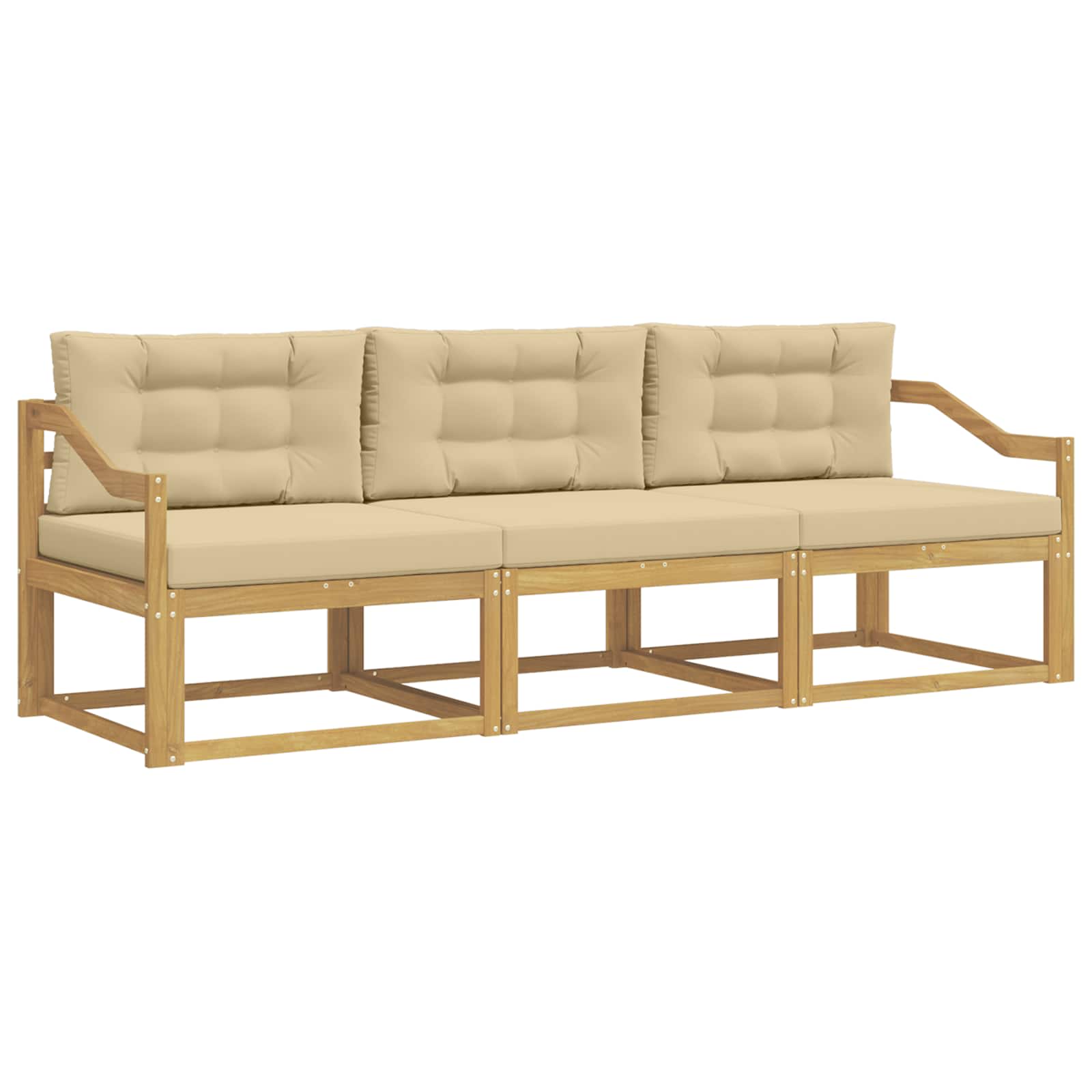 Set vanjskih sofa s jastukom 3 pcs Bijela i bež Poliester