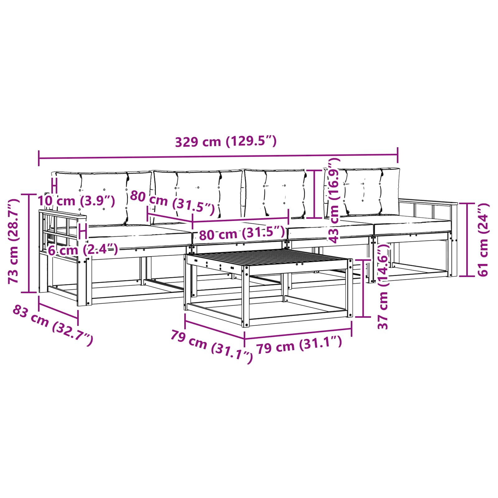 Set vanjskih sofa s jastukom 4 pcs Bijela i krem