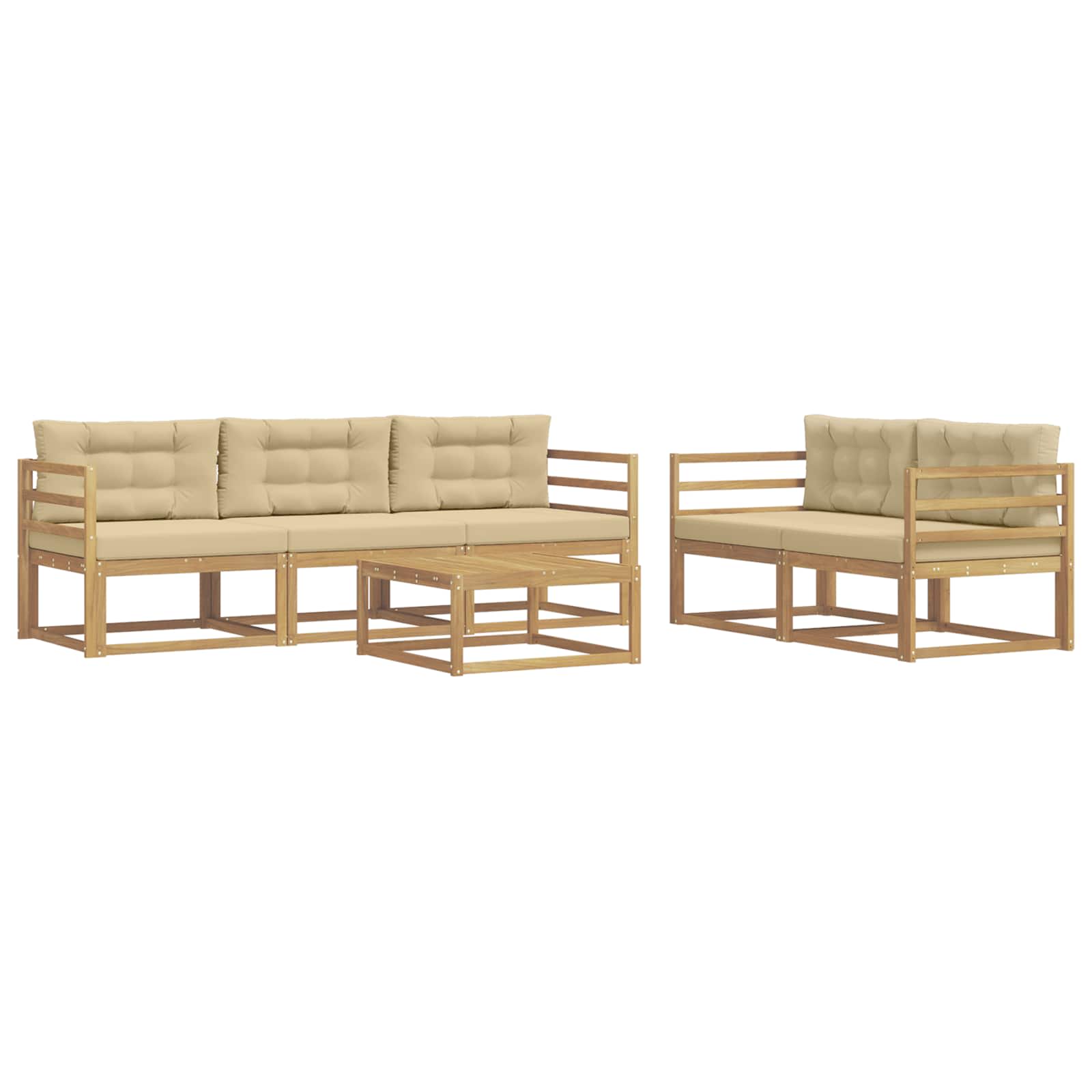 Set vanjskih sofa s jastukom 6 pcs Bijela i bež