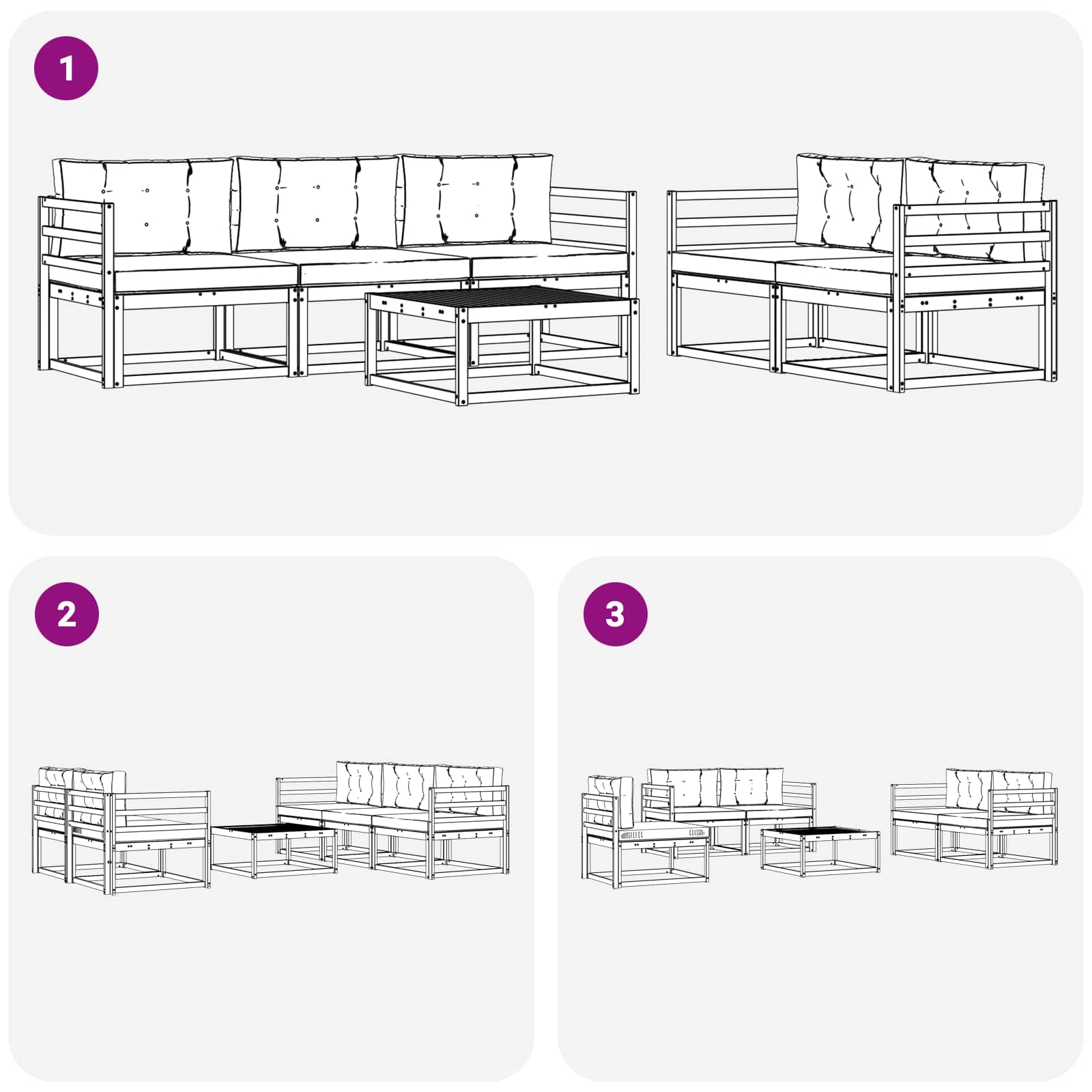 Set vanjskih sofa s jastukom 6 pcs Bijela i bež
