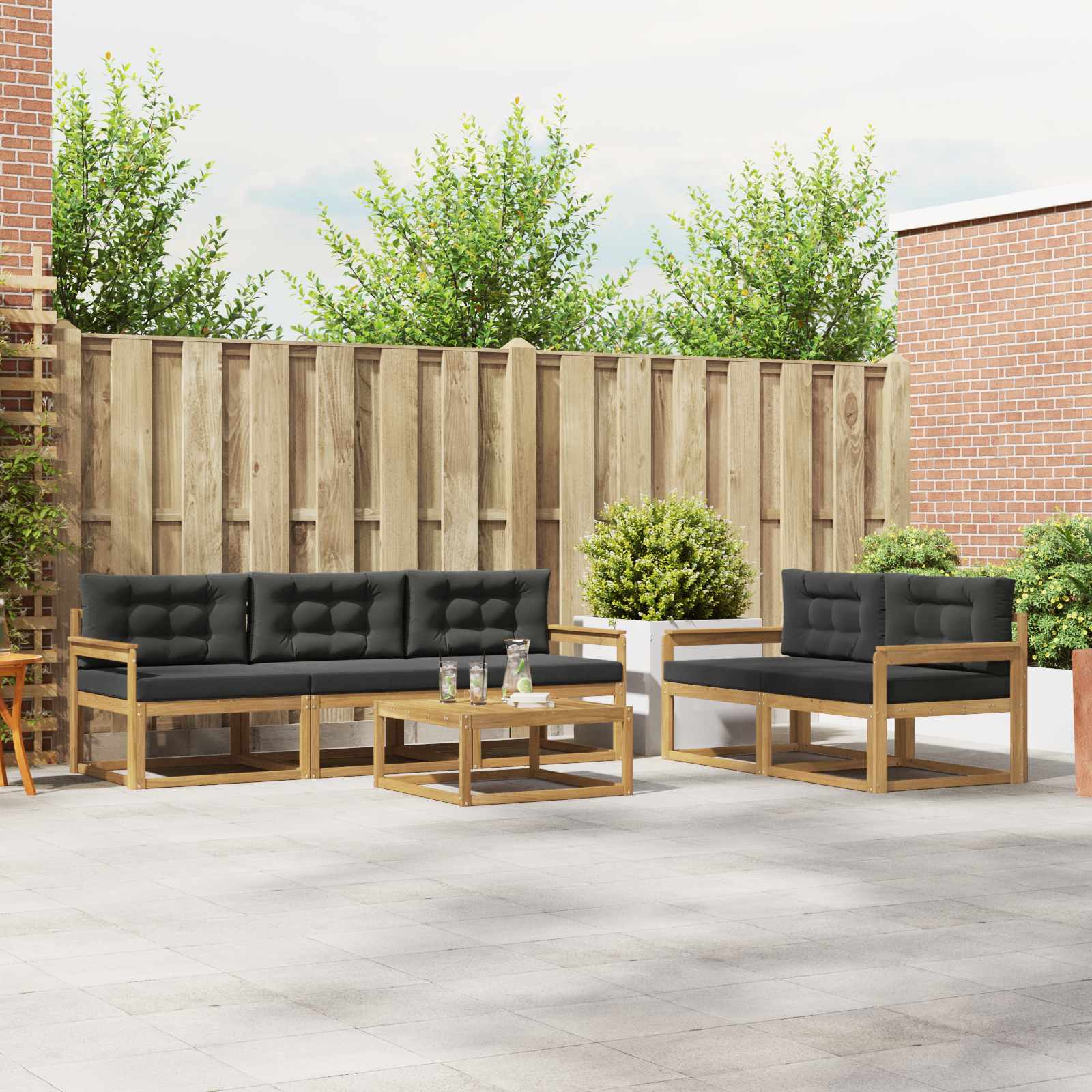 Set vanjskih sofa s jastukom 6 pcs Bijela i antracit