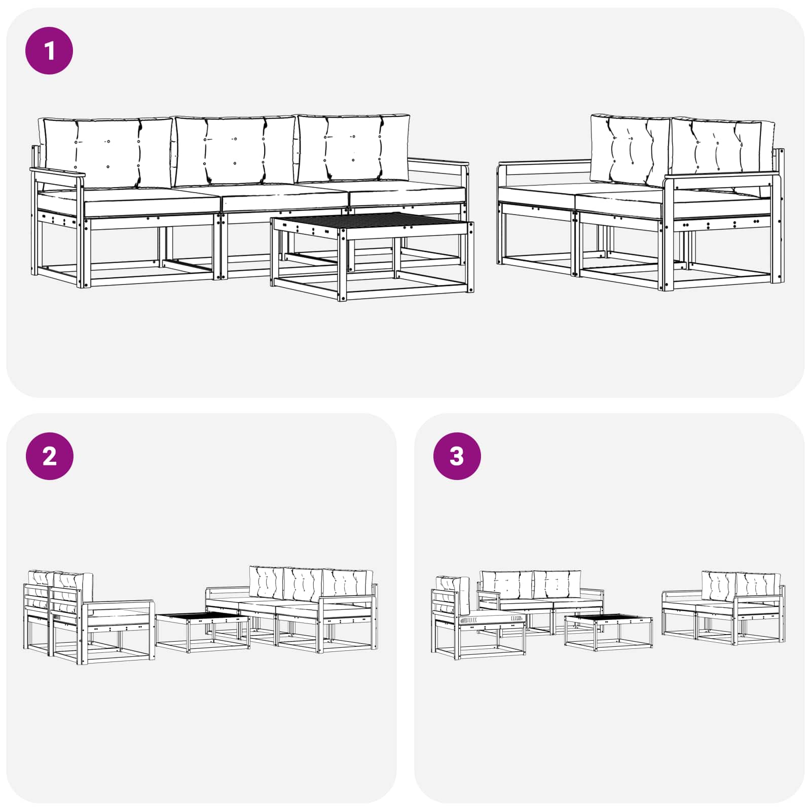 Set vanjskih sofa s jastukom 6 pcs Bijela i antracit