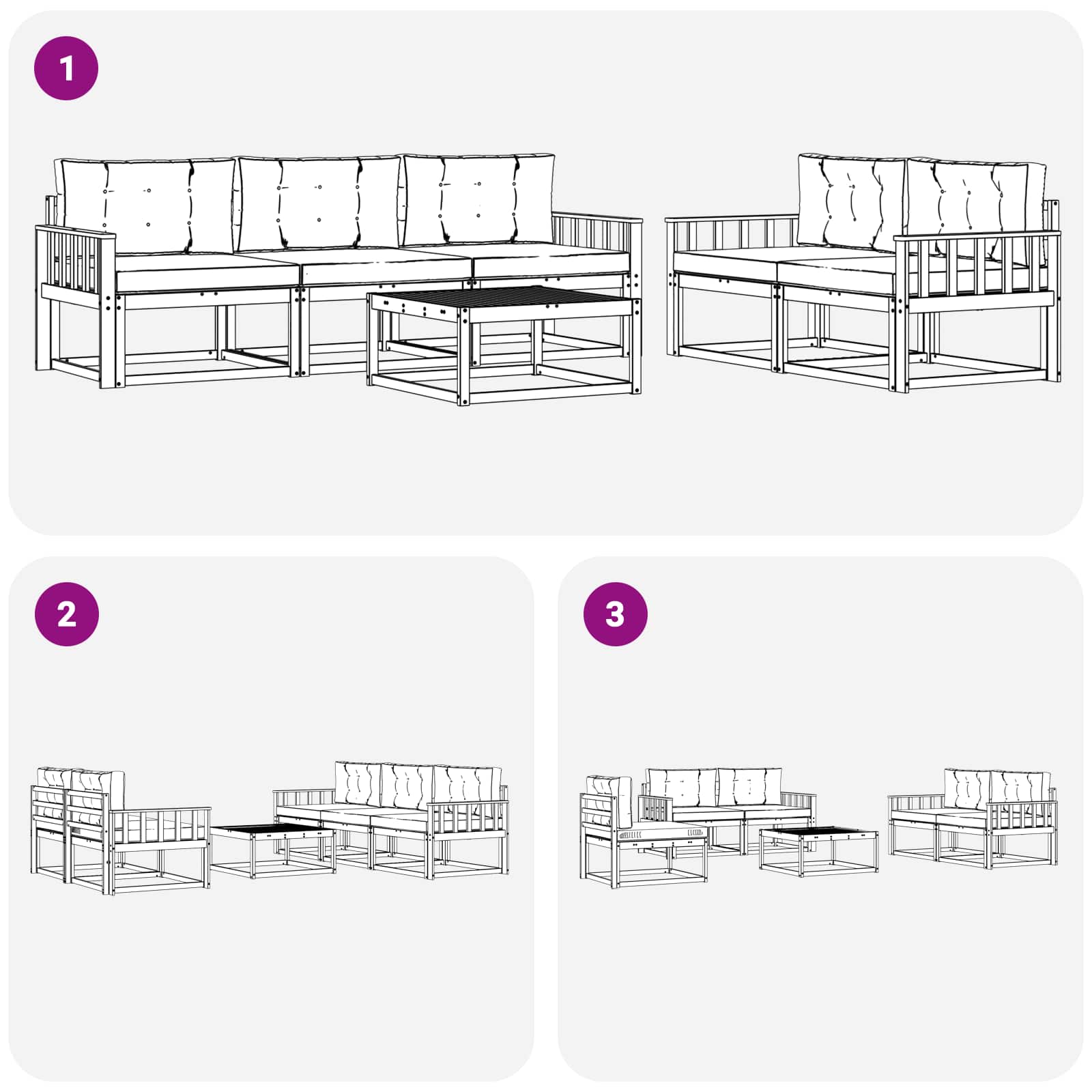Set vanjskih sofa s jastukom 6 pcs Bijela i svjetlosiva