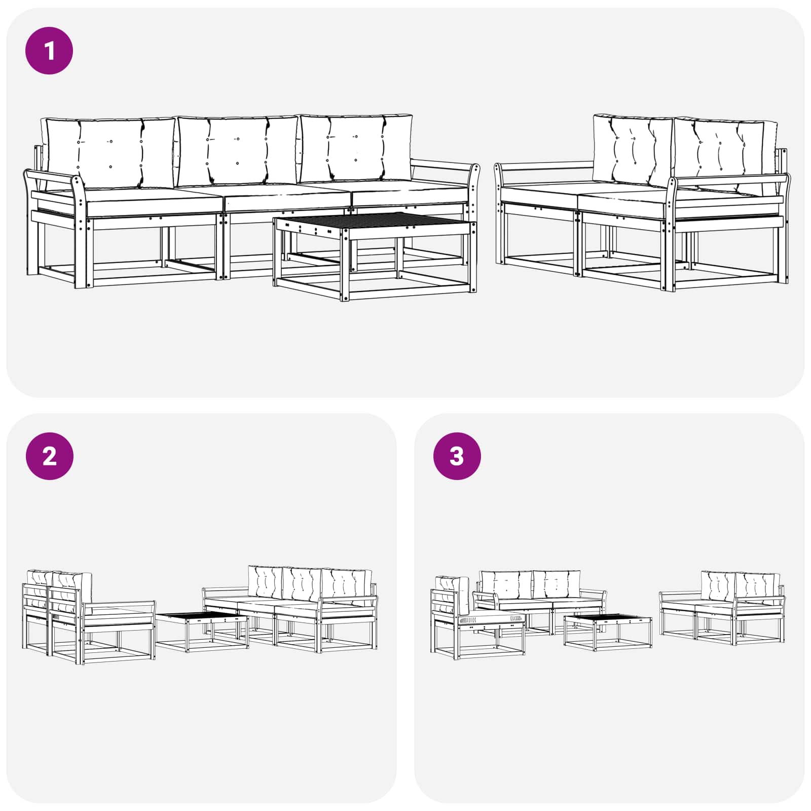Set vanjskih sofa s jastukom 6 pcs Bijela i svjetlosiva
