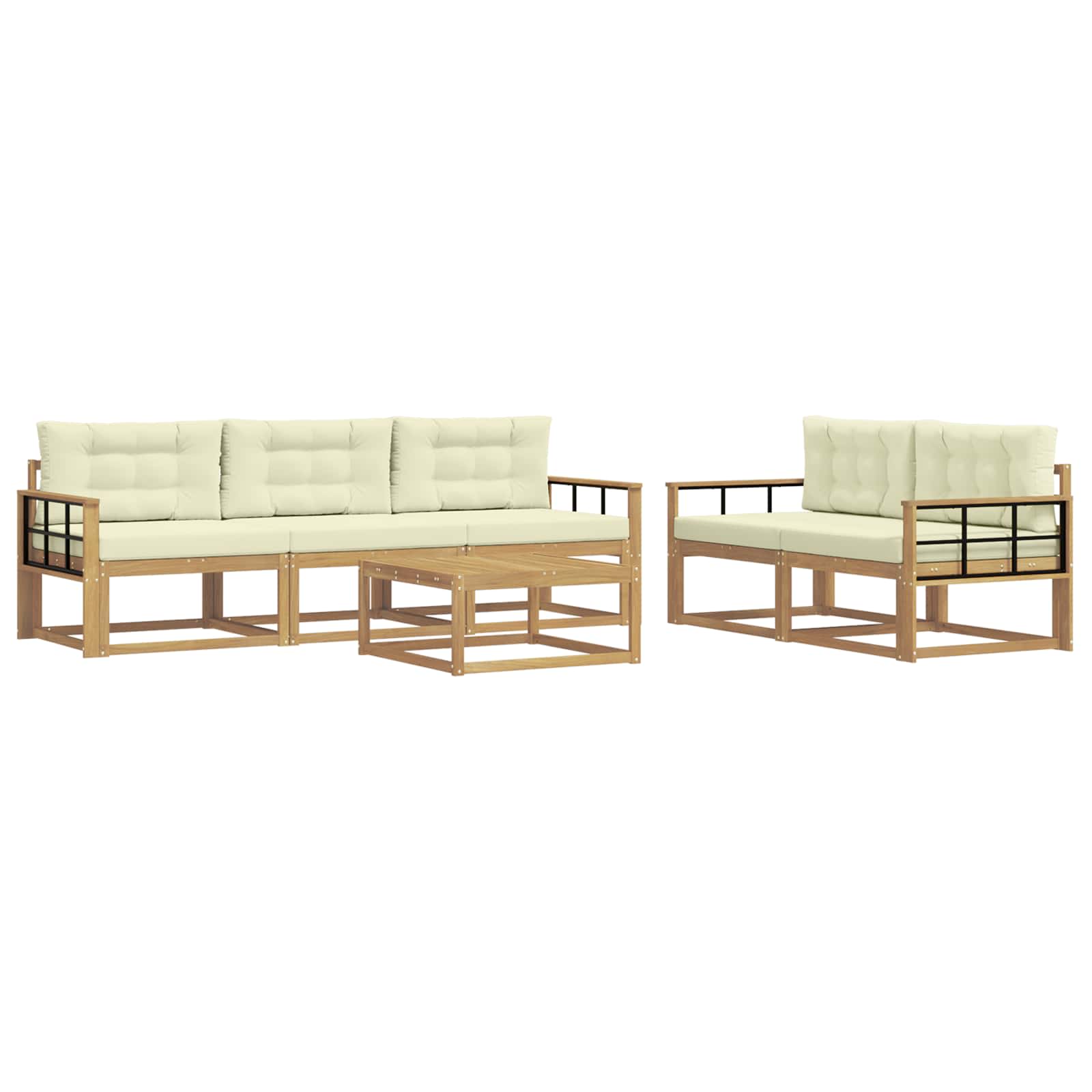 Set vanjskih sofa s jastukom 6 pcs Bijela i krem