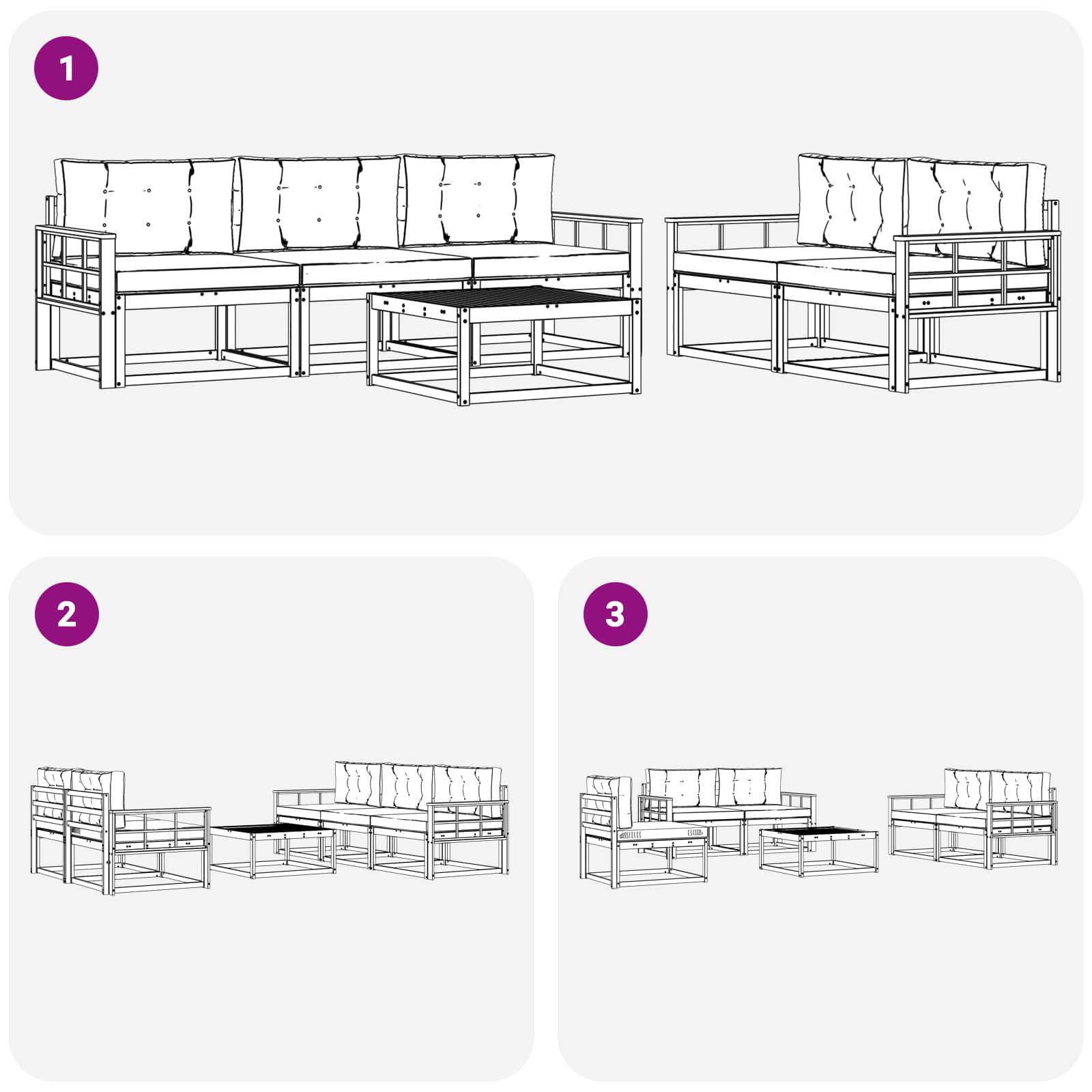 Set vanjskih sofa s jastukom 6 pcs Bijela i svjetlosiva