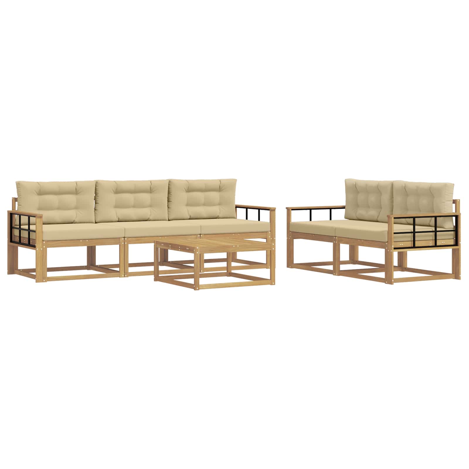 Set vanjskih sofa s jastukom 6 pcs Bijela i bež
