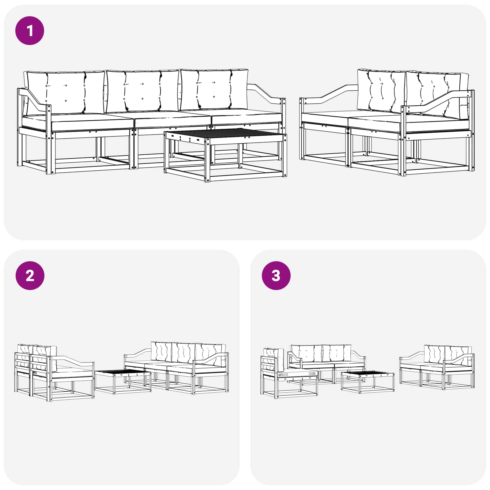 Set vanjskih sofa s jastukom 6 pcs Bijela i bež