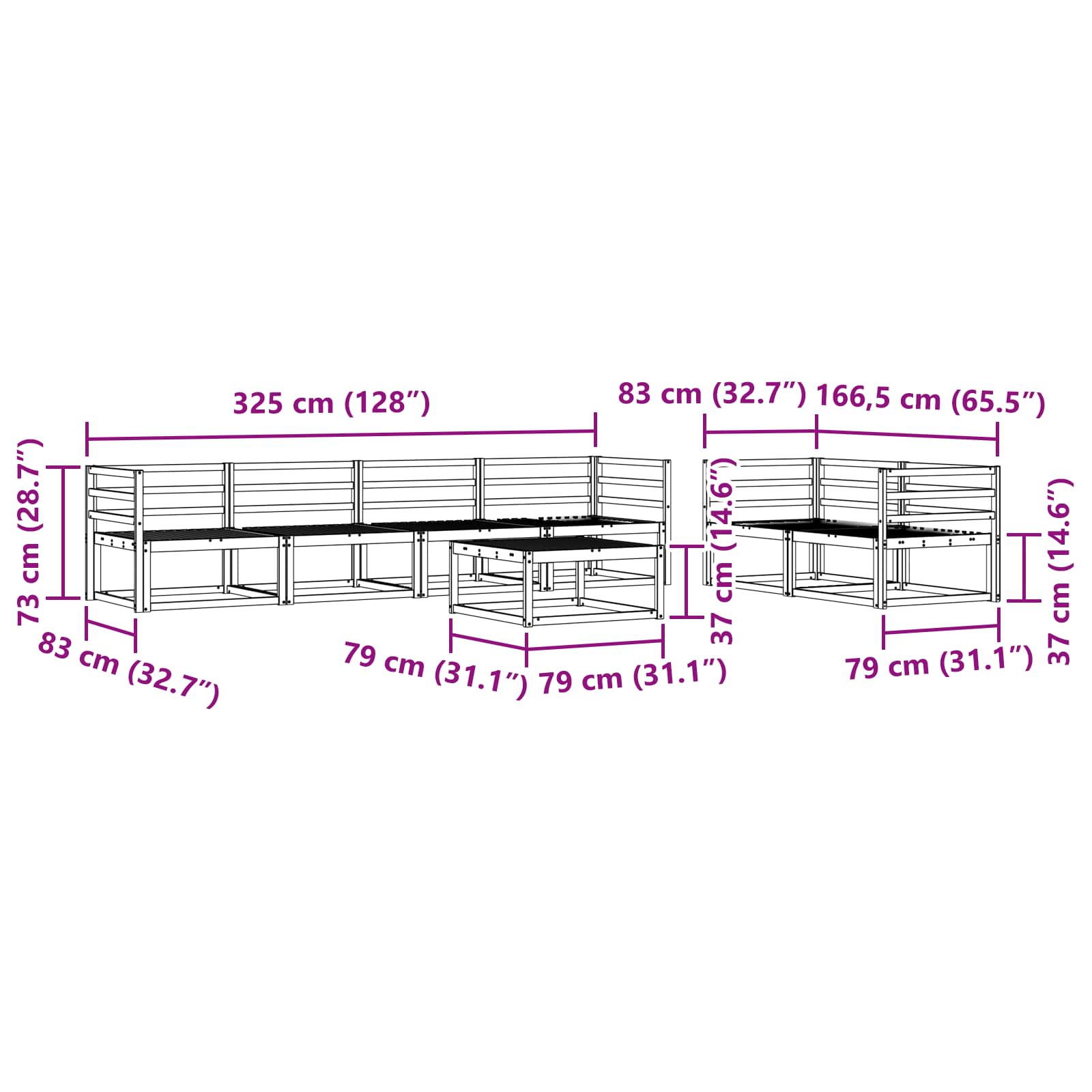 Set vanjskih sofa 7 pcs Bijela