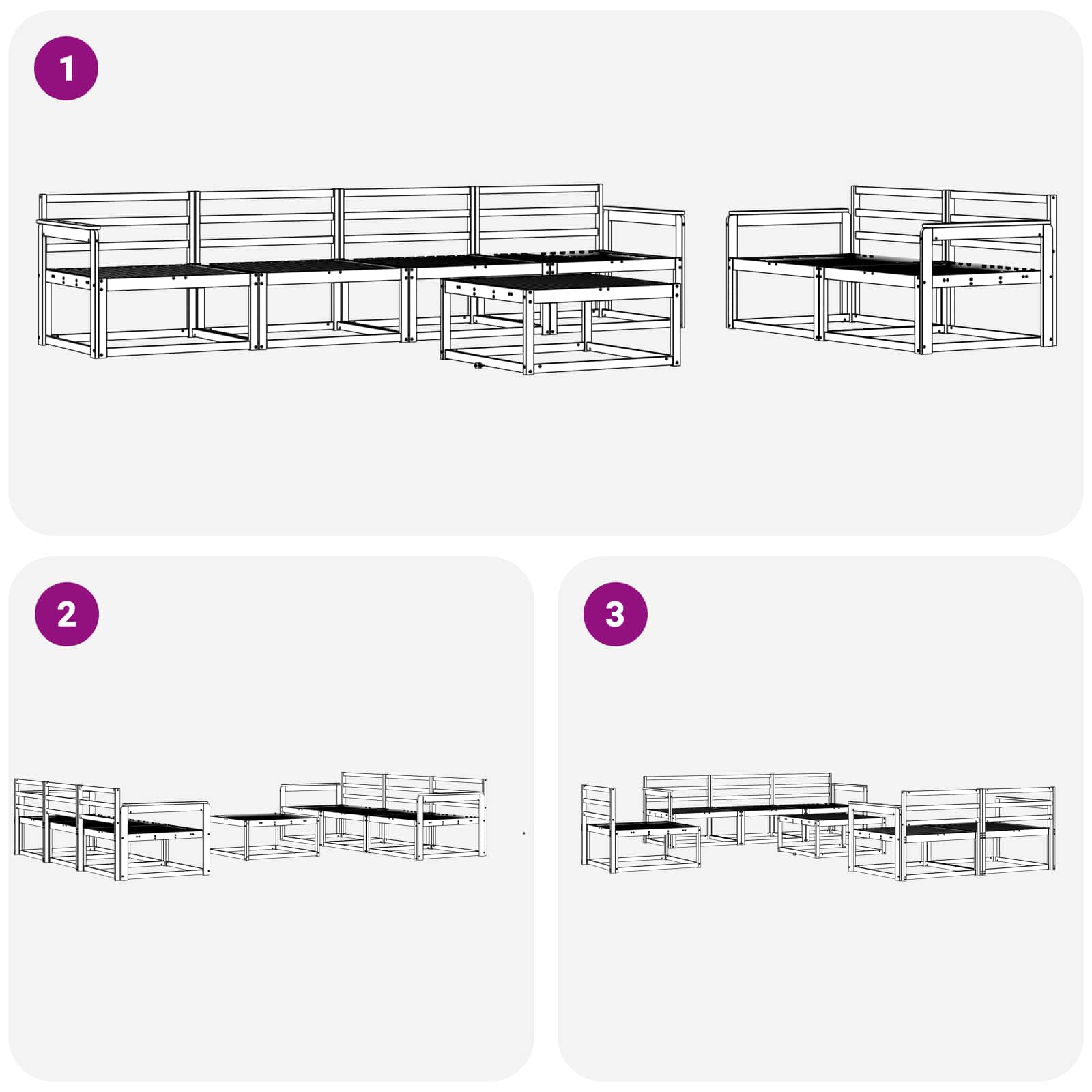 Set vanjskih sofa 7 pcs Bijela