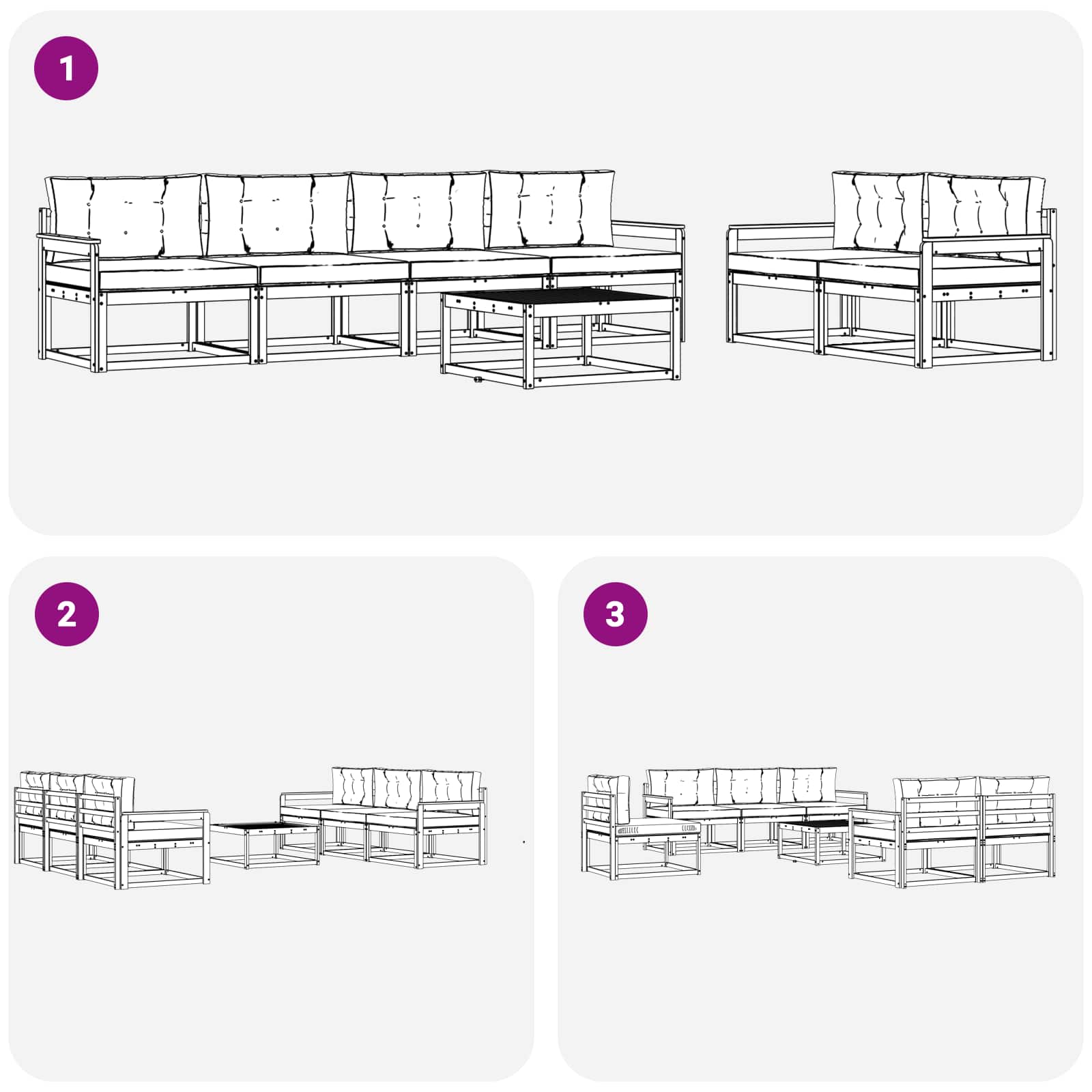Set vanjskih sofa s jastukom 6 pcs Bijela i svjetlosiva