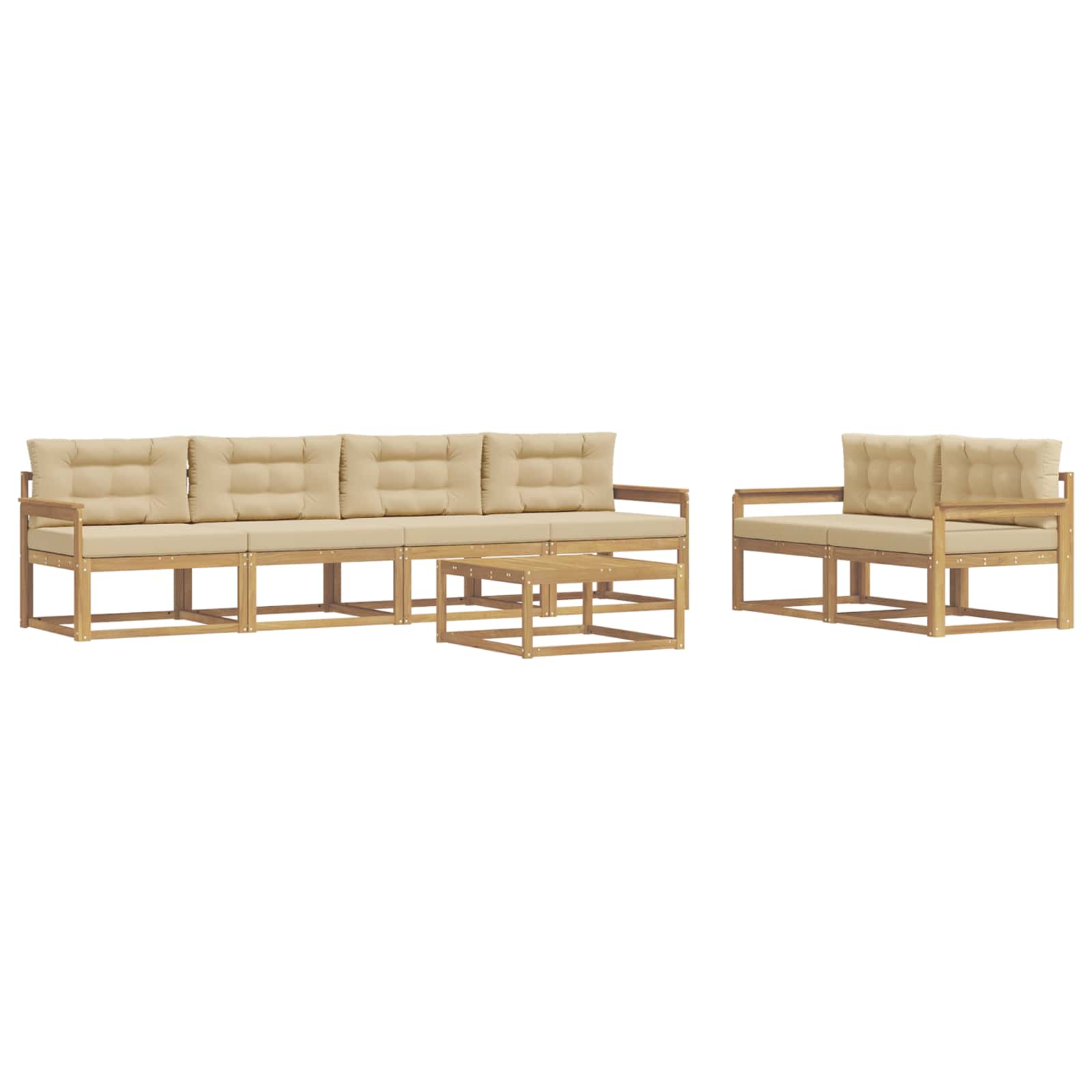 Set vanjskih sofa s jastukom 6 pcs Bijela i bež