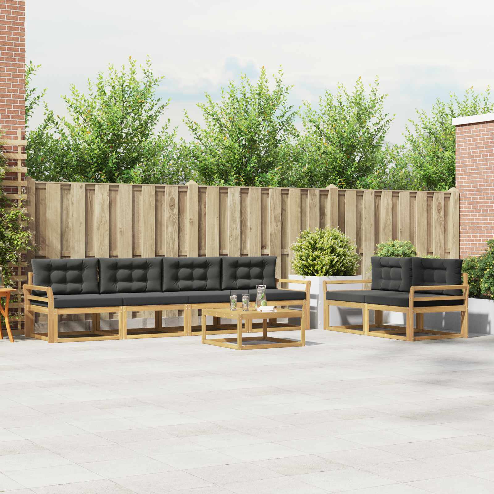 Set vanjskih sofa s jastukom 6 pcs Bijela i antracit