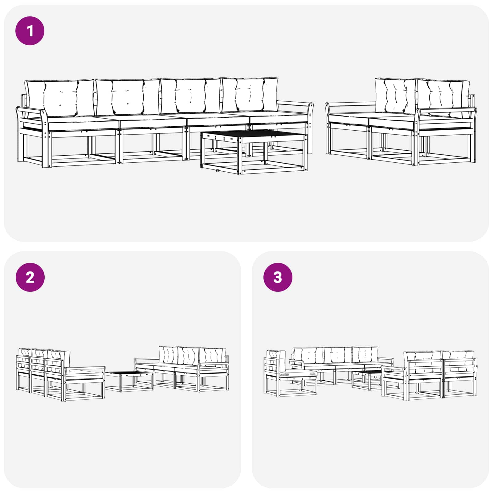 Set vanjskih sofa s jastukom 6 pcs Bijela i bež