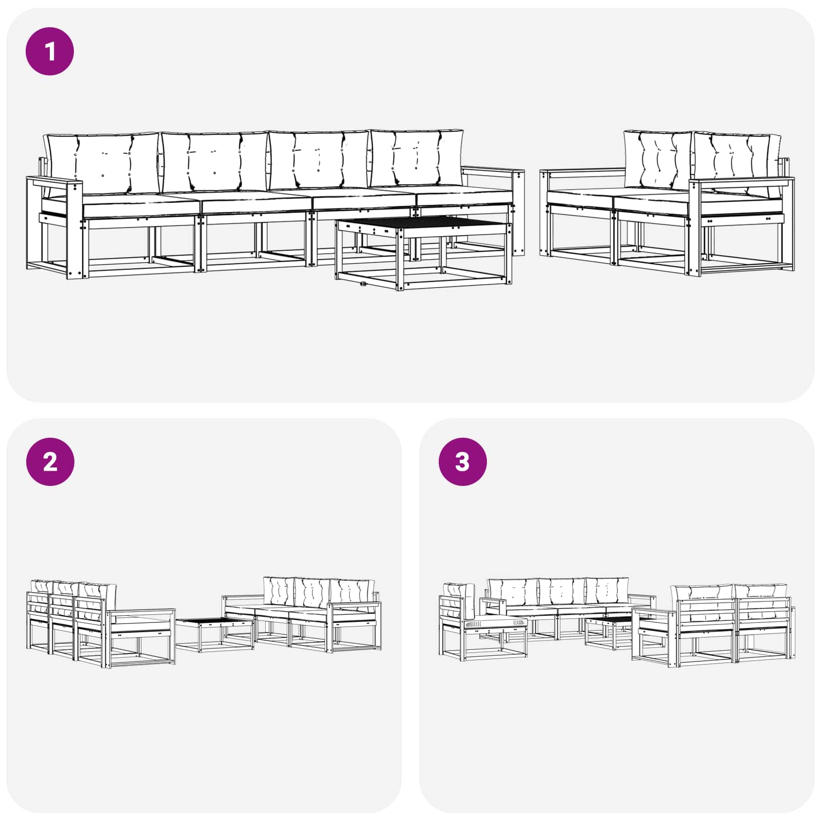 Set vanjskih sofa s jastukom 6 pcs Bijela i bež