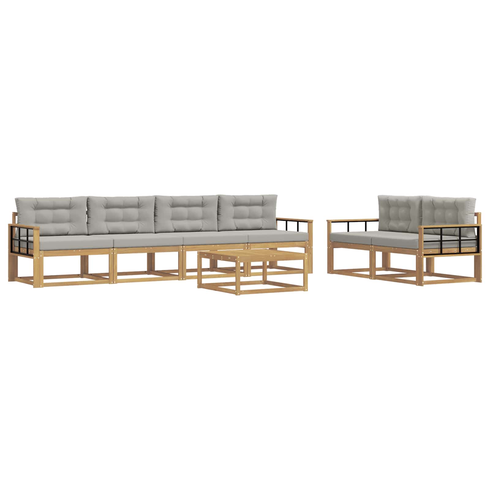Set vanjskih sofa s jastukom 6 pcs Bijela i svjetlosiva