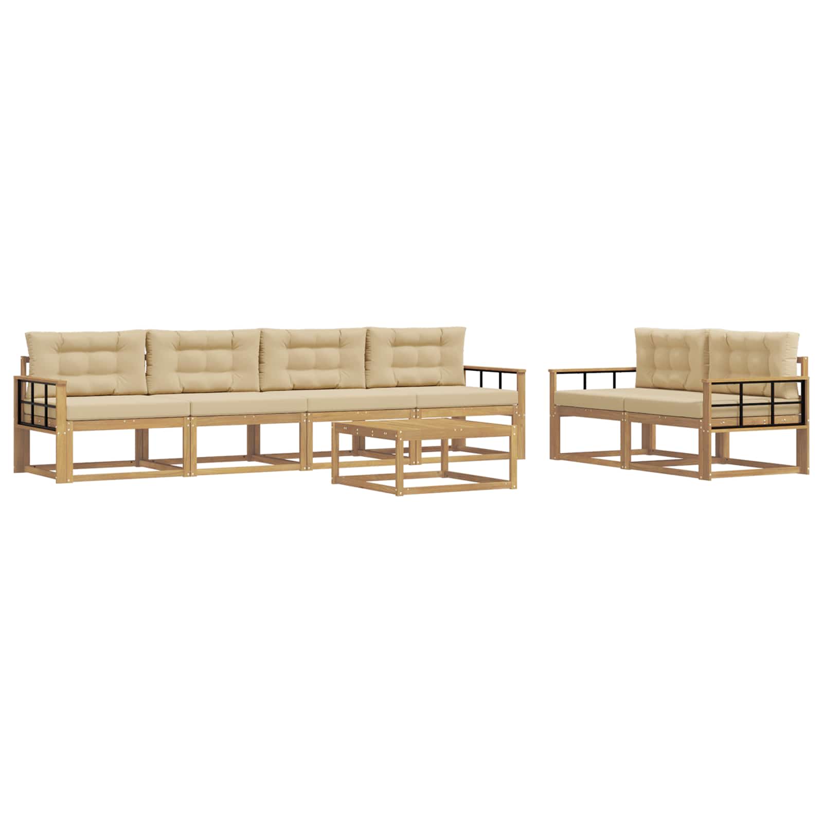 Set vanjskih sofa s jastukom 6 pcs Bijela i bež
