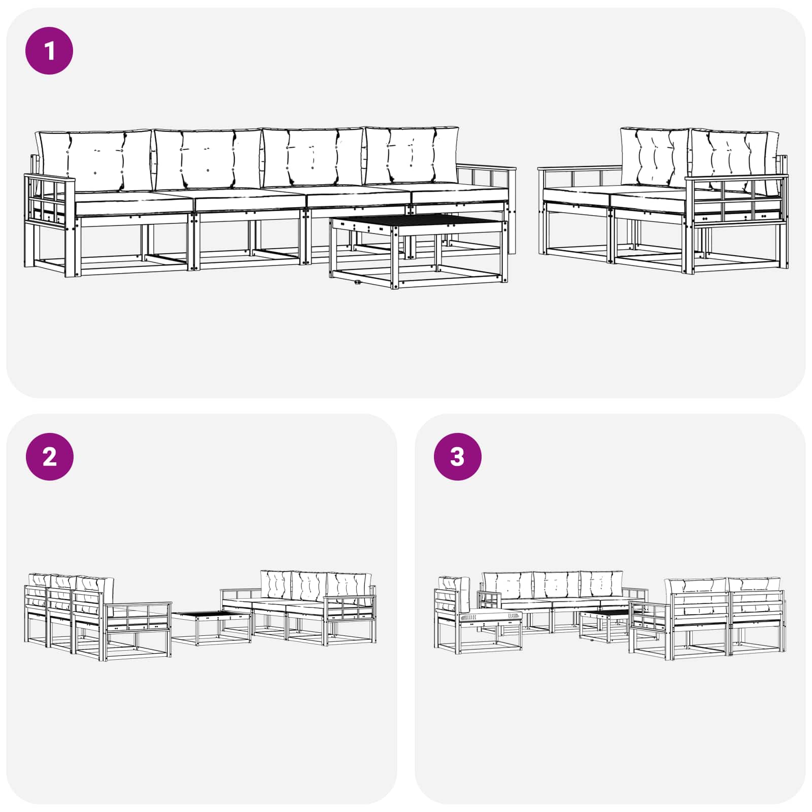 Set vanjskih sofa s jastukom 6 pcs Bijela i bež
