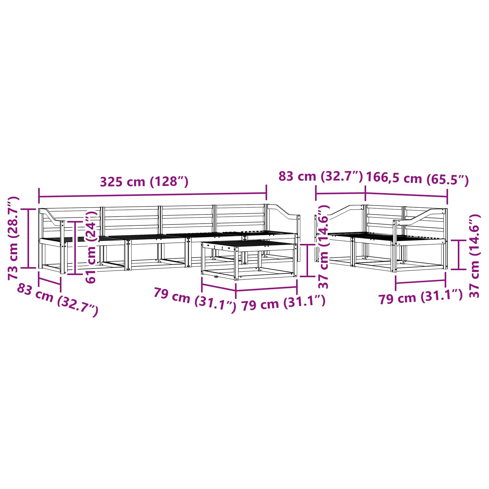 Set vanjskih sofa 7 pcs Bijela