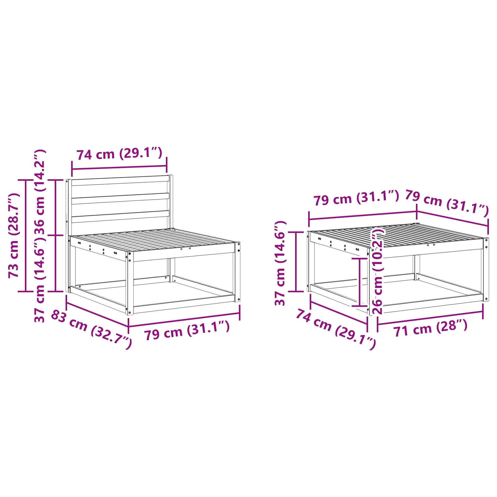 Set vanjskih sofa 7 pcs Bijela