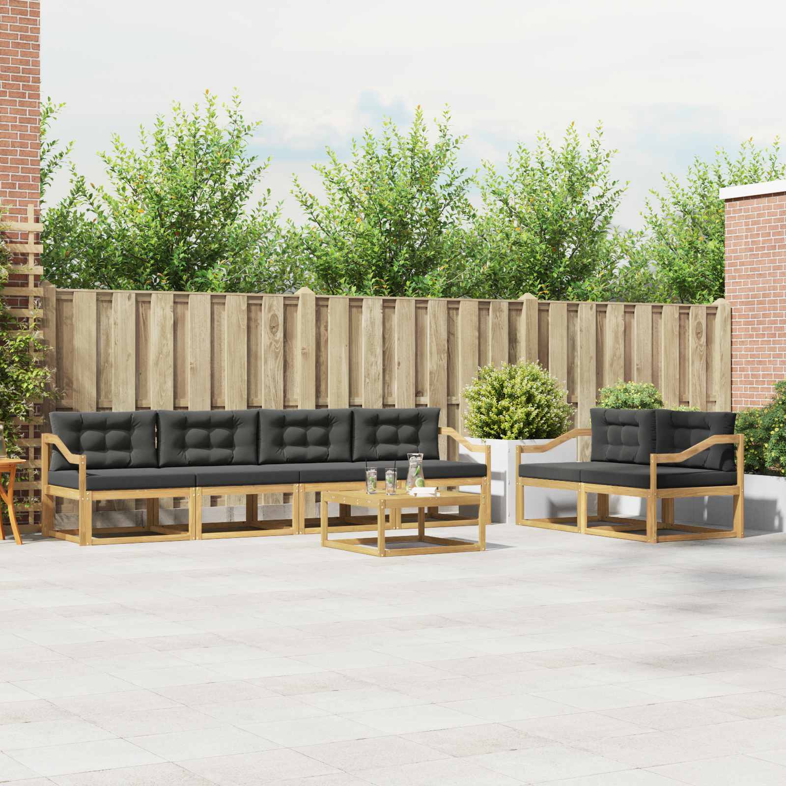 Set vanjskih sofa s jastukom 6 pcs Bijela i antracit