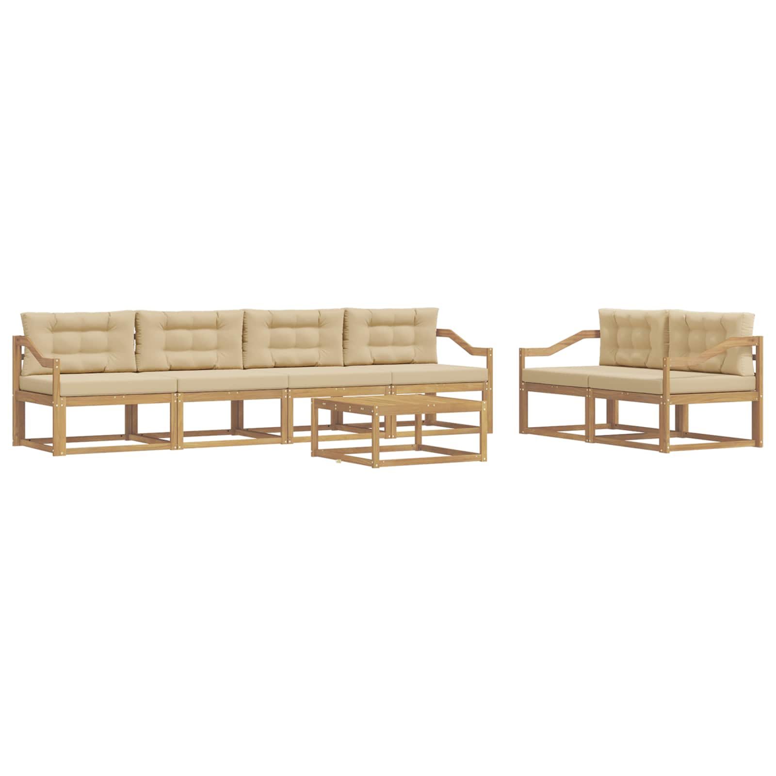 Set vanjskih sofa s jastukom 6 pcs Bijela i bež