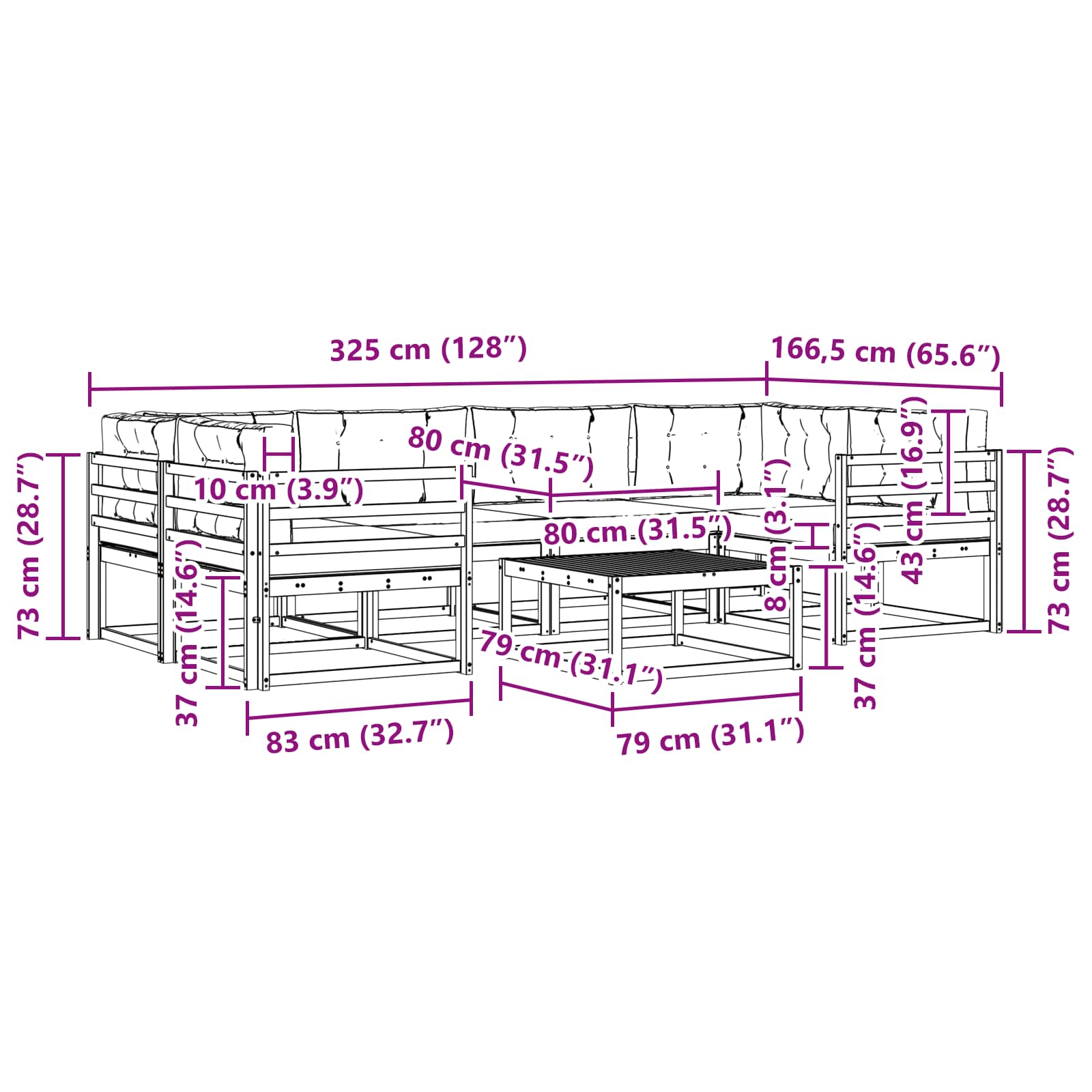 Set vanjskih sofa s jastukom 5 pcs Bijela i antracit