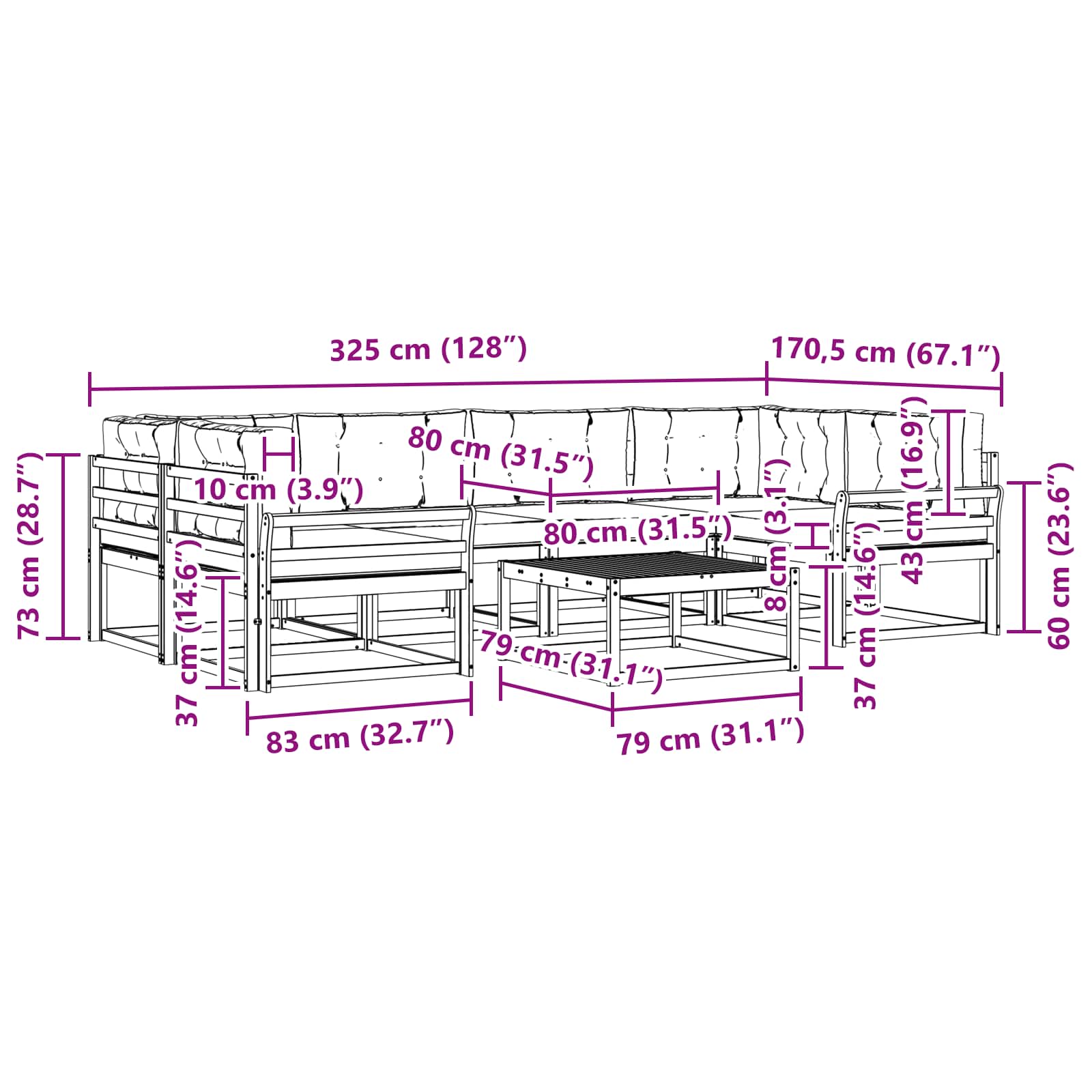 Set vanjskih sofa s jastukom 5 pcs Bijela i antracit