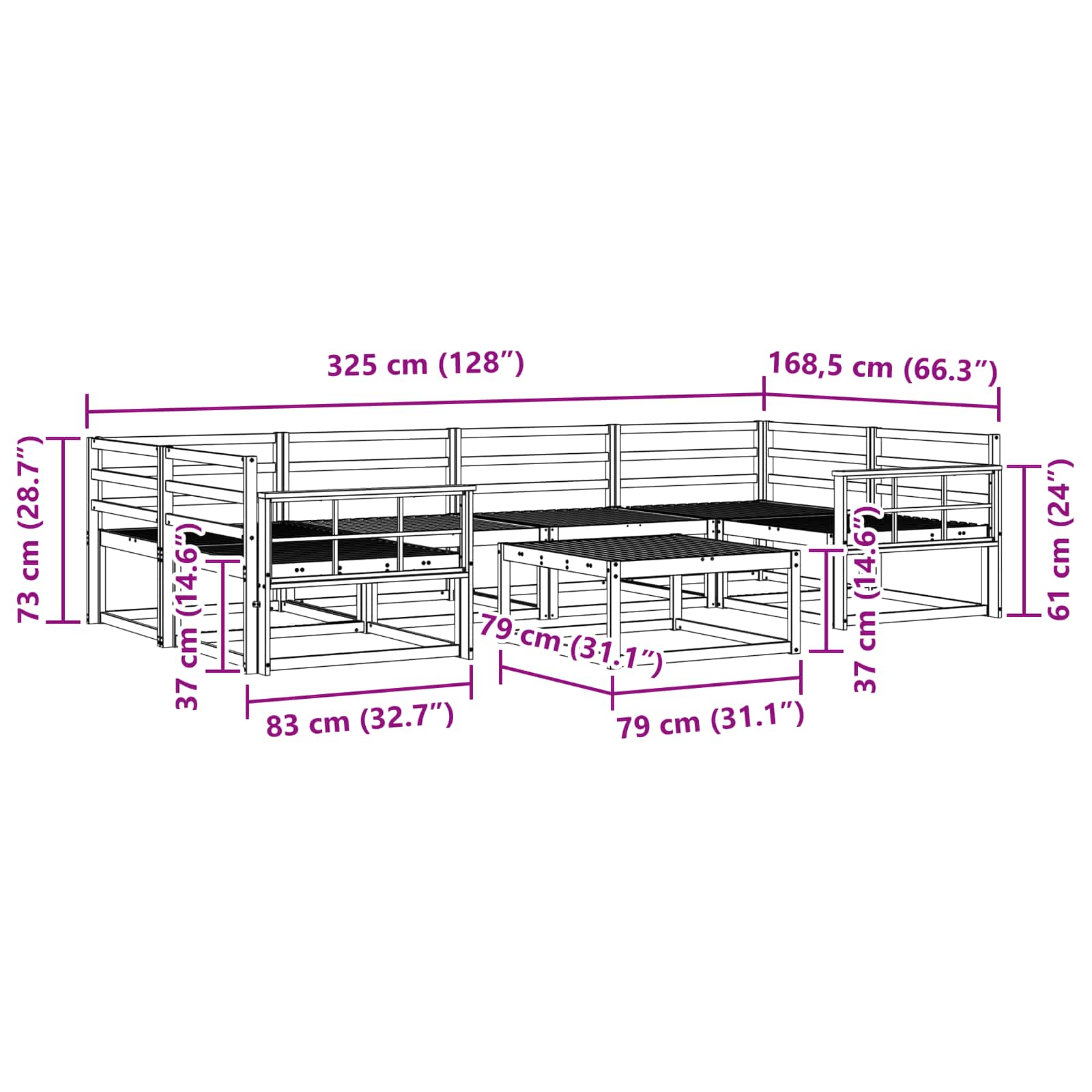 Set vanjskih sofa 7 pcs Bijela