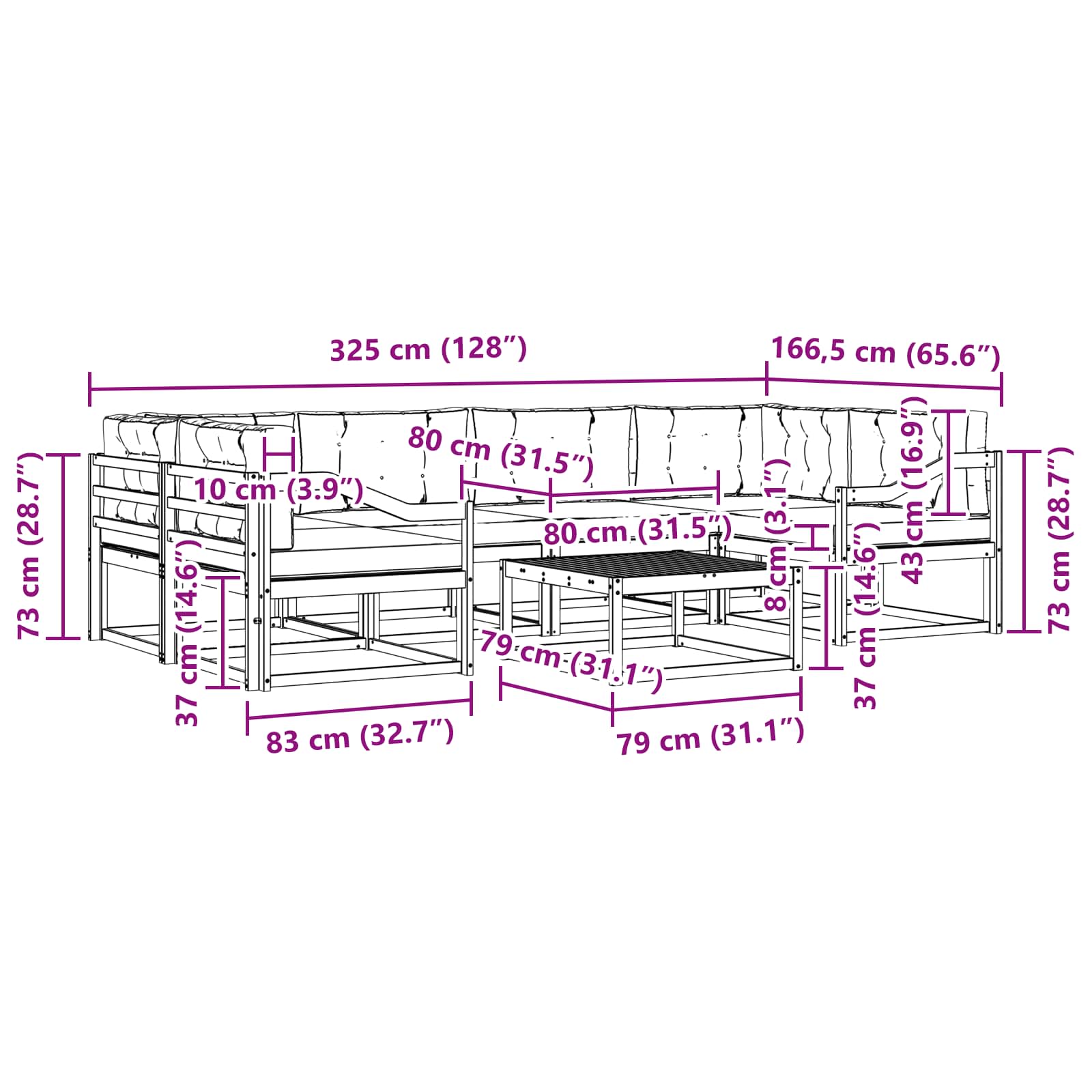 Set vanjskih sofa s jastukom 5 pcs Bijela i krem