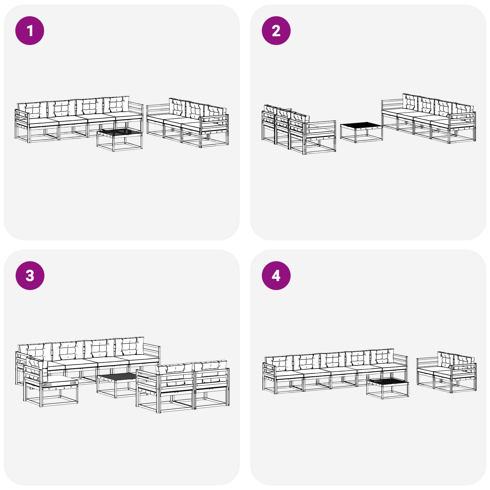 Set vanjskih sofa s jastukom 7 pcs Bijela i antracit