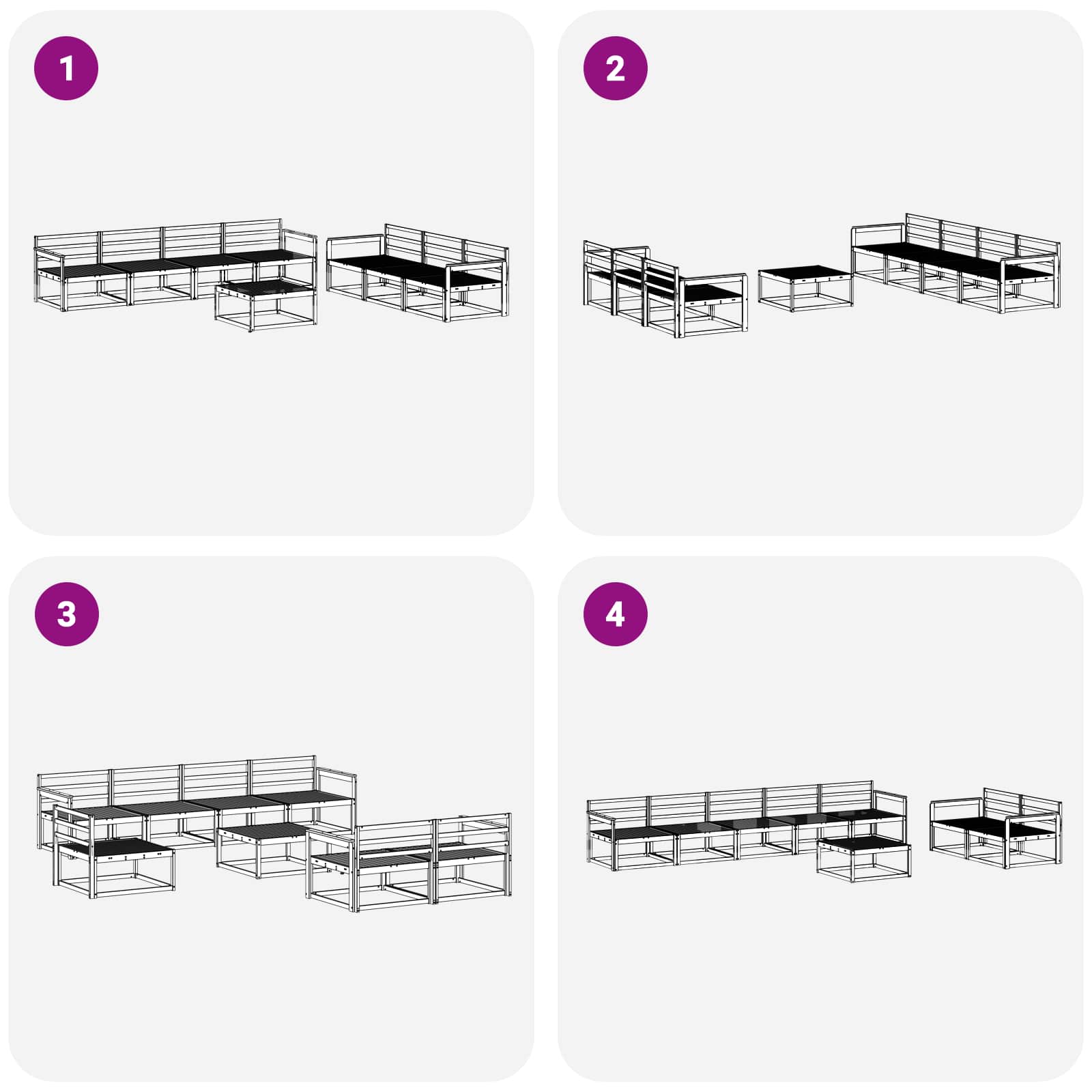 Set vanjskih sofa 8 pcs Bijela