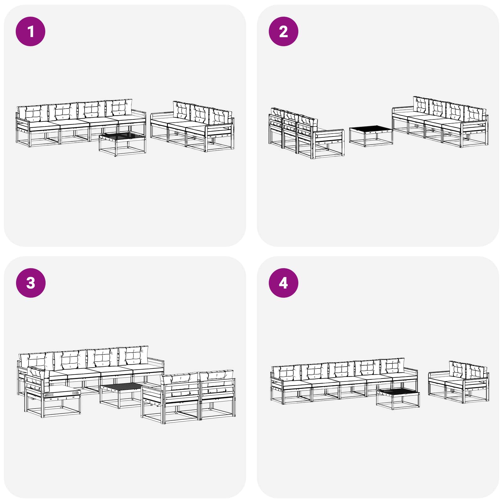 Set vanjskih sofa s jastukom 7 pcs Bijela i bež