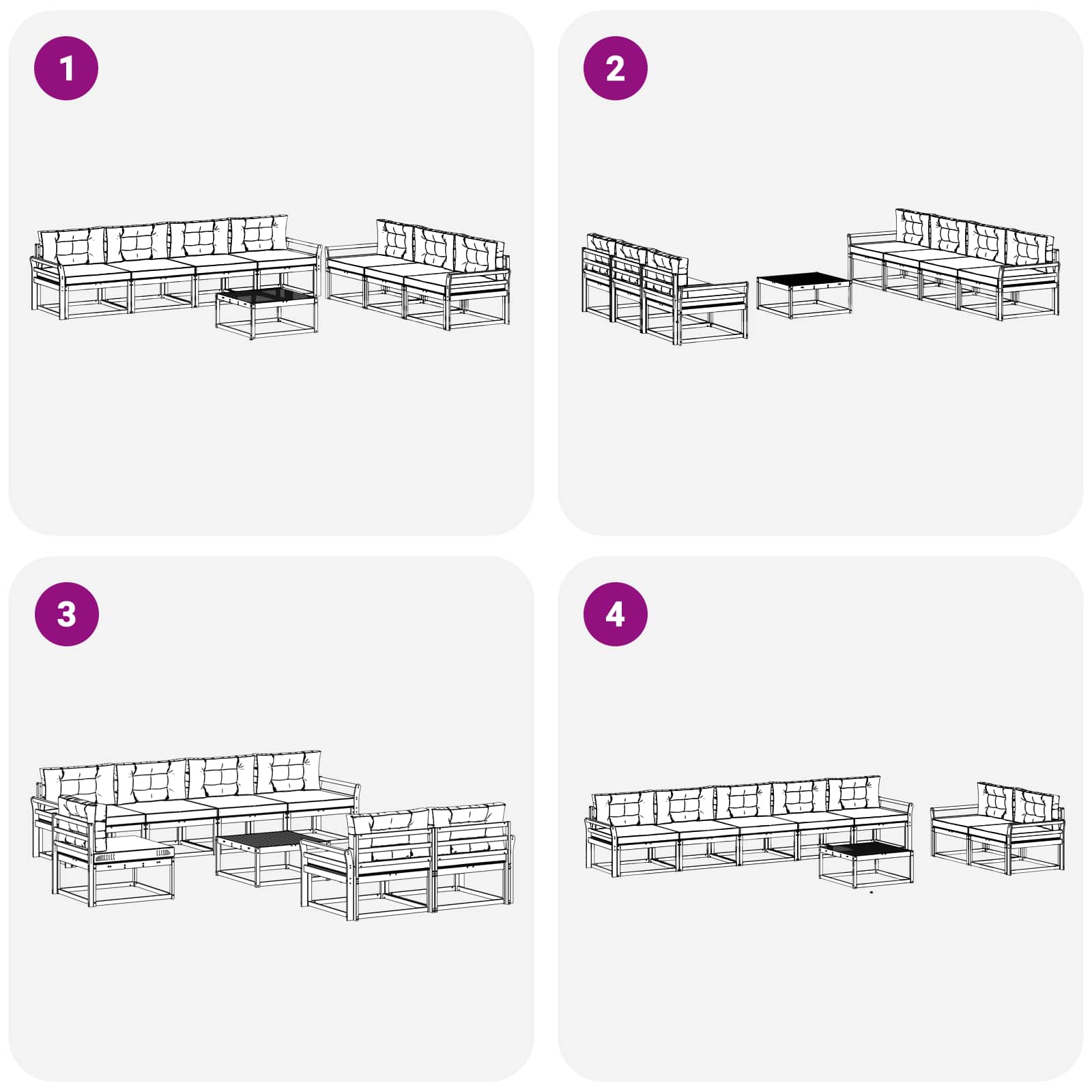 Set vanjskih sofa s jastukom 7 pcs Bijela i antracit