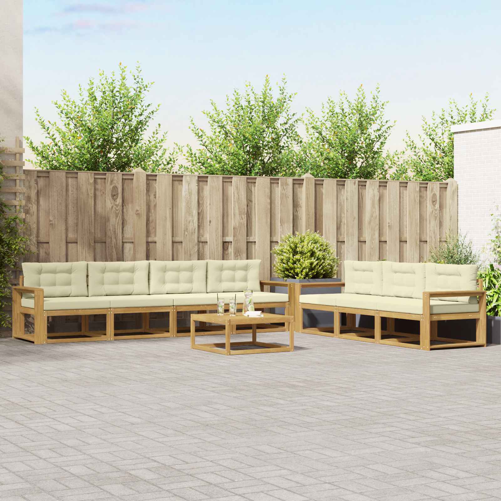 Set vanjskih sofa s jastukom 7 pcs Bijela i krem