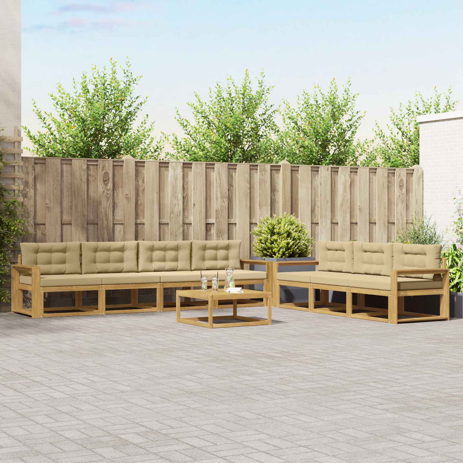 Set vanjskih sofa s jastukom 7 pcs Bijela i bež