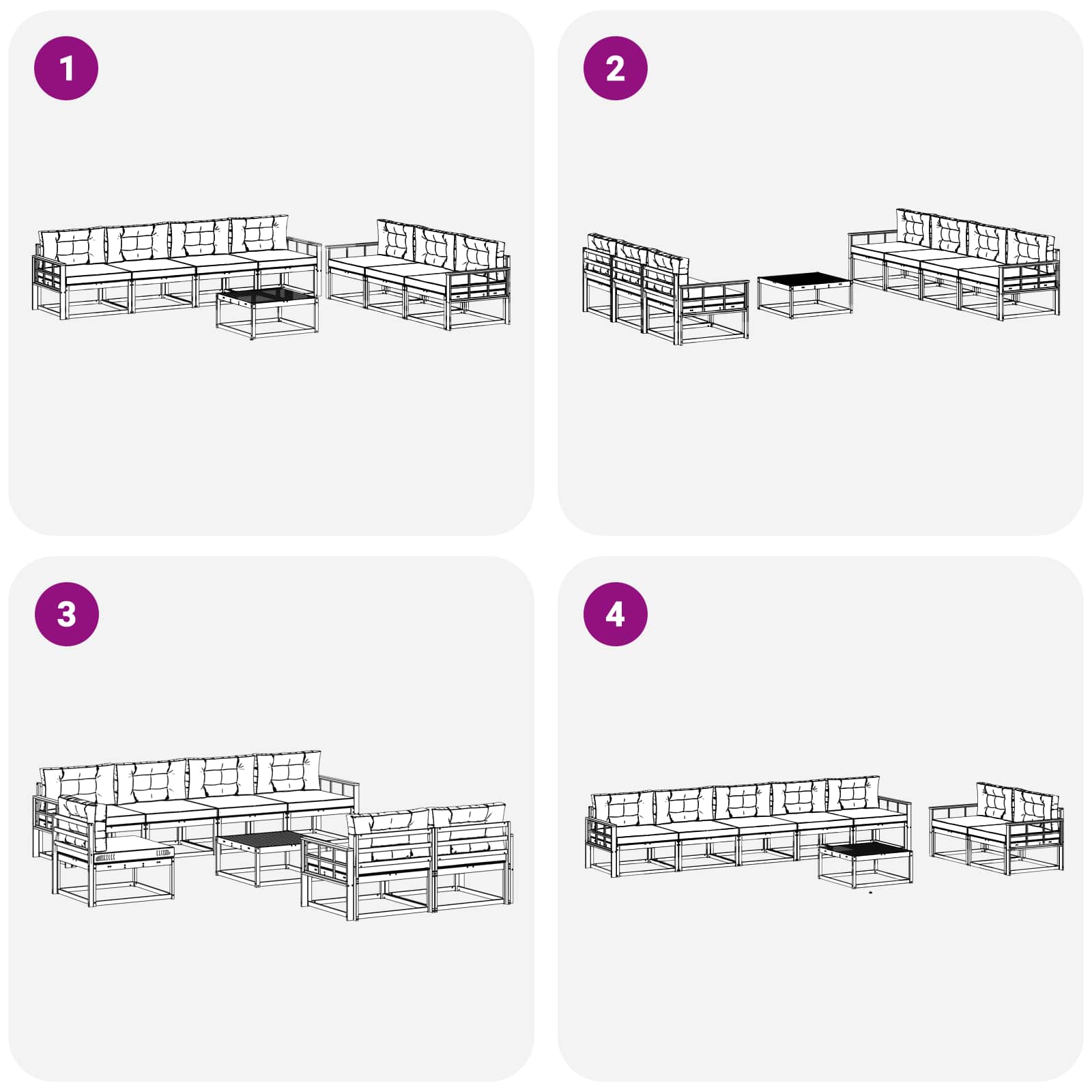 Set vanjskih sofa s jastukom 7 pcs Bijela i antracit