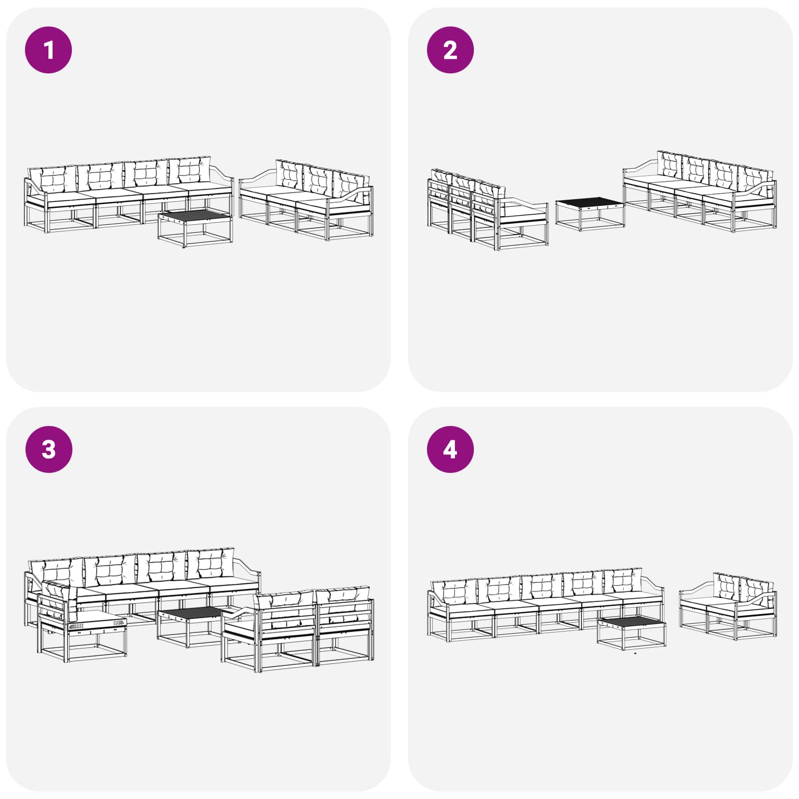 Set vanjskih sofa s jastukom 7 pcs Bijela i bež