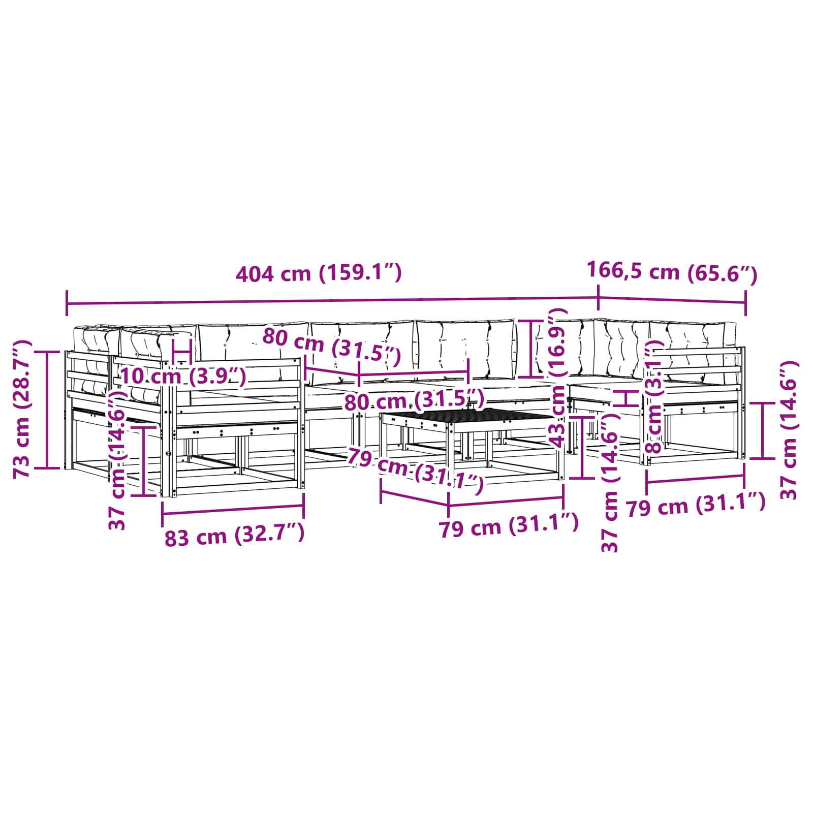 Set vanjskih sofa s jastukom 6 pcs Bijela i krem