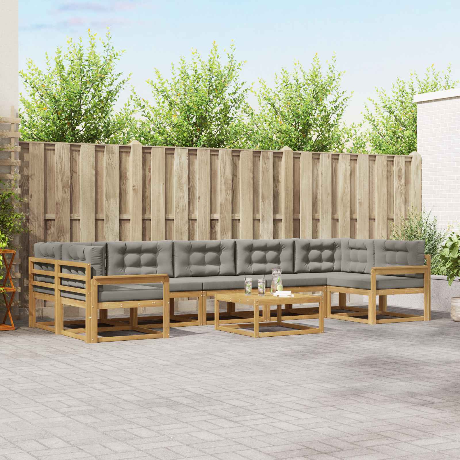 Set vanjskih sofa s jastukom 6 pcs Bijela i svjetlosiva