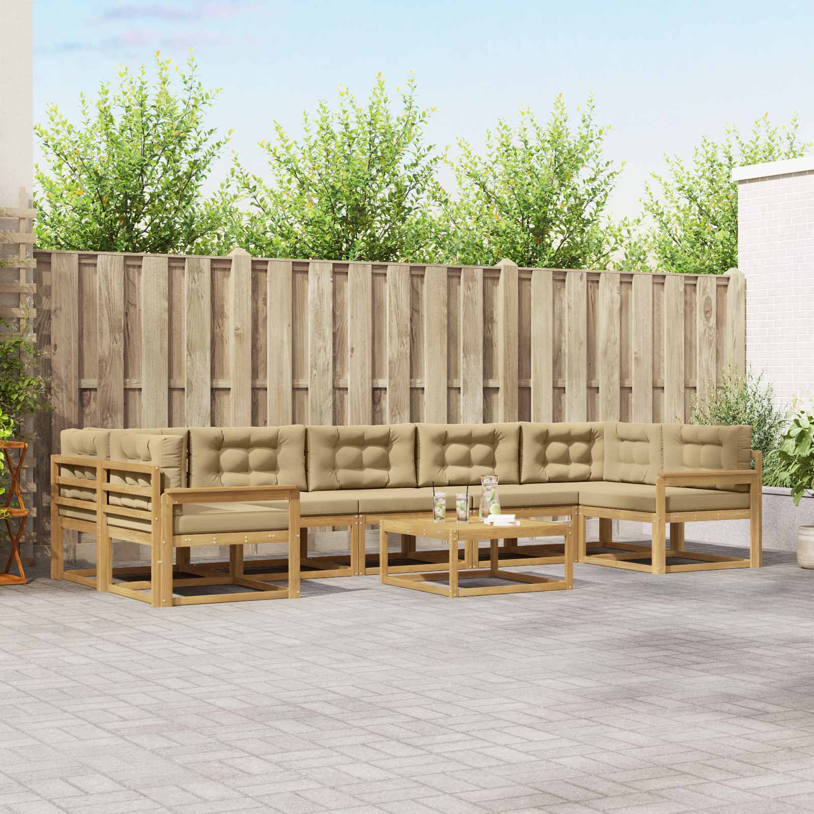 Set vanjskih sofa s jastukom 6 pcs Bijela i bež