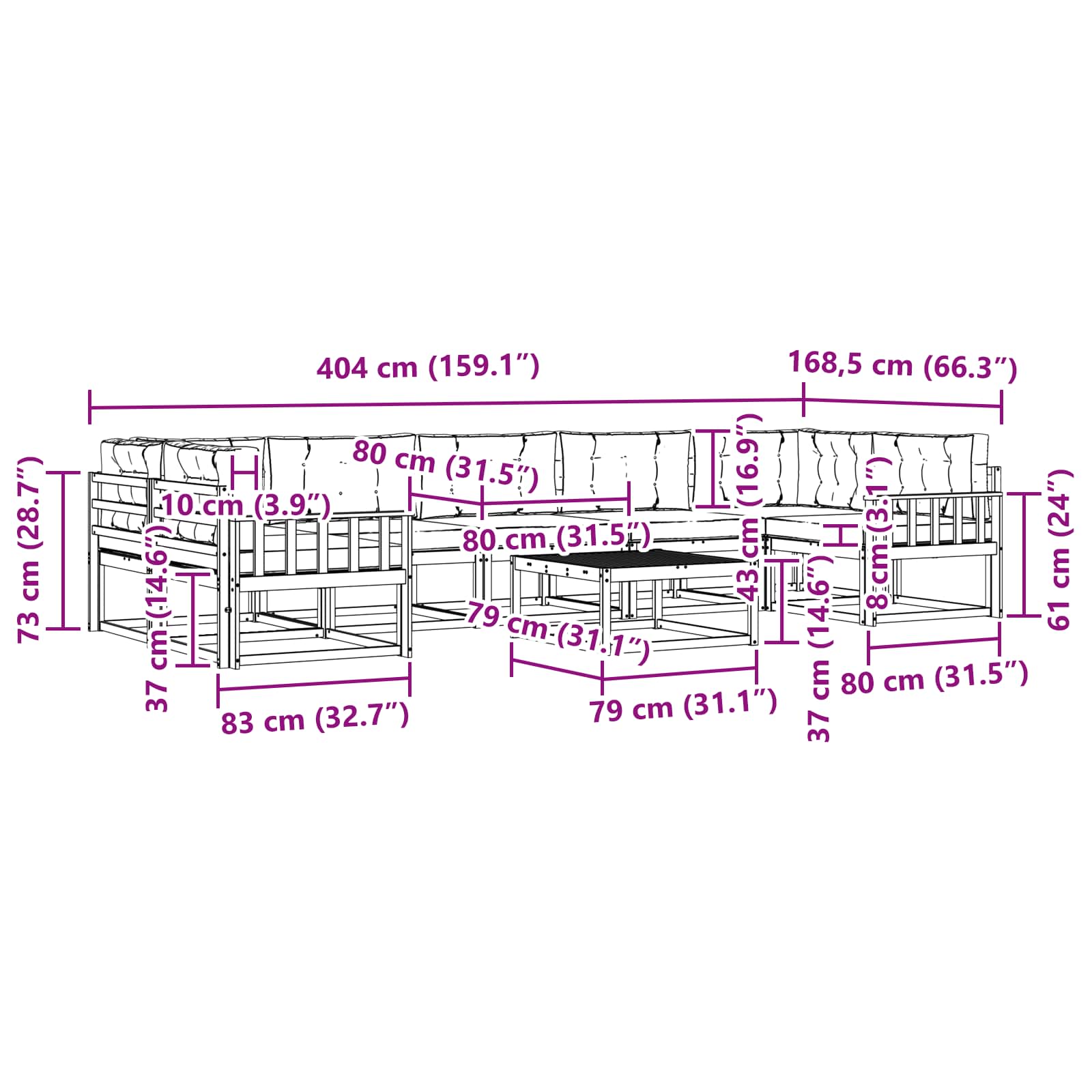 Set vanjskih sofa s jastukom 6 pcs Bijela i antracit