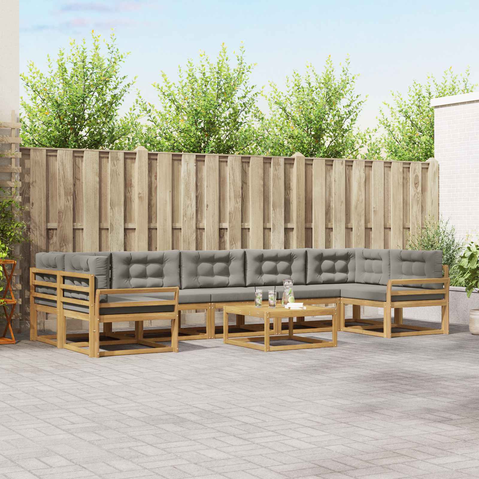 Set vanjskih sofa s jastukom 6 pcs Bijela i svjetlosiva