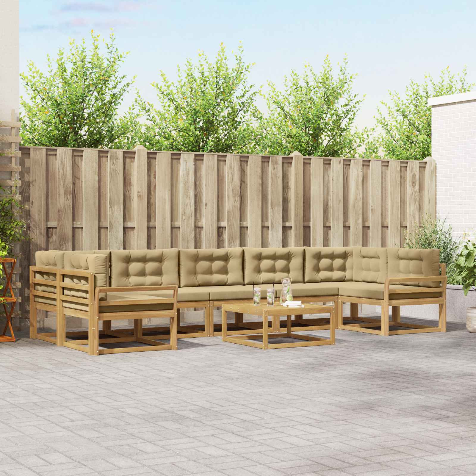 Set vanjskih sofa s jastukom 6 pcs Bijela i bež