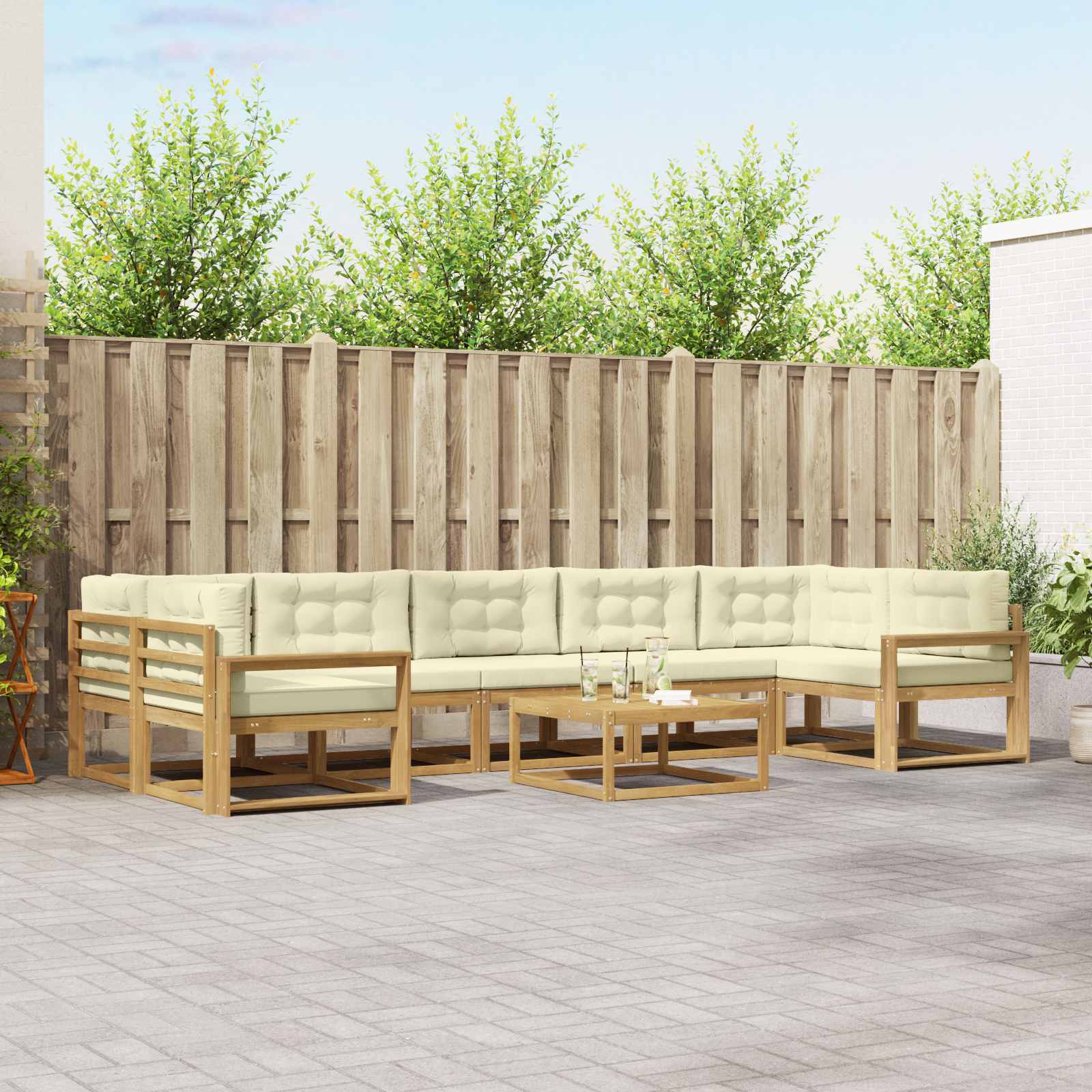 Set vanjskih sofa s jastukom 6 pcs Bijela i krem
